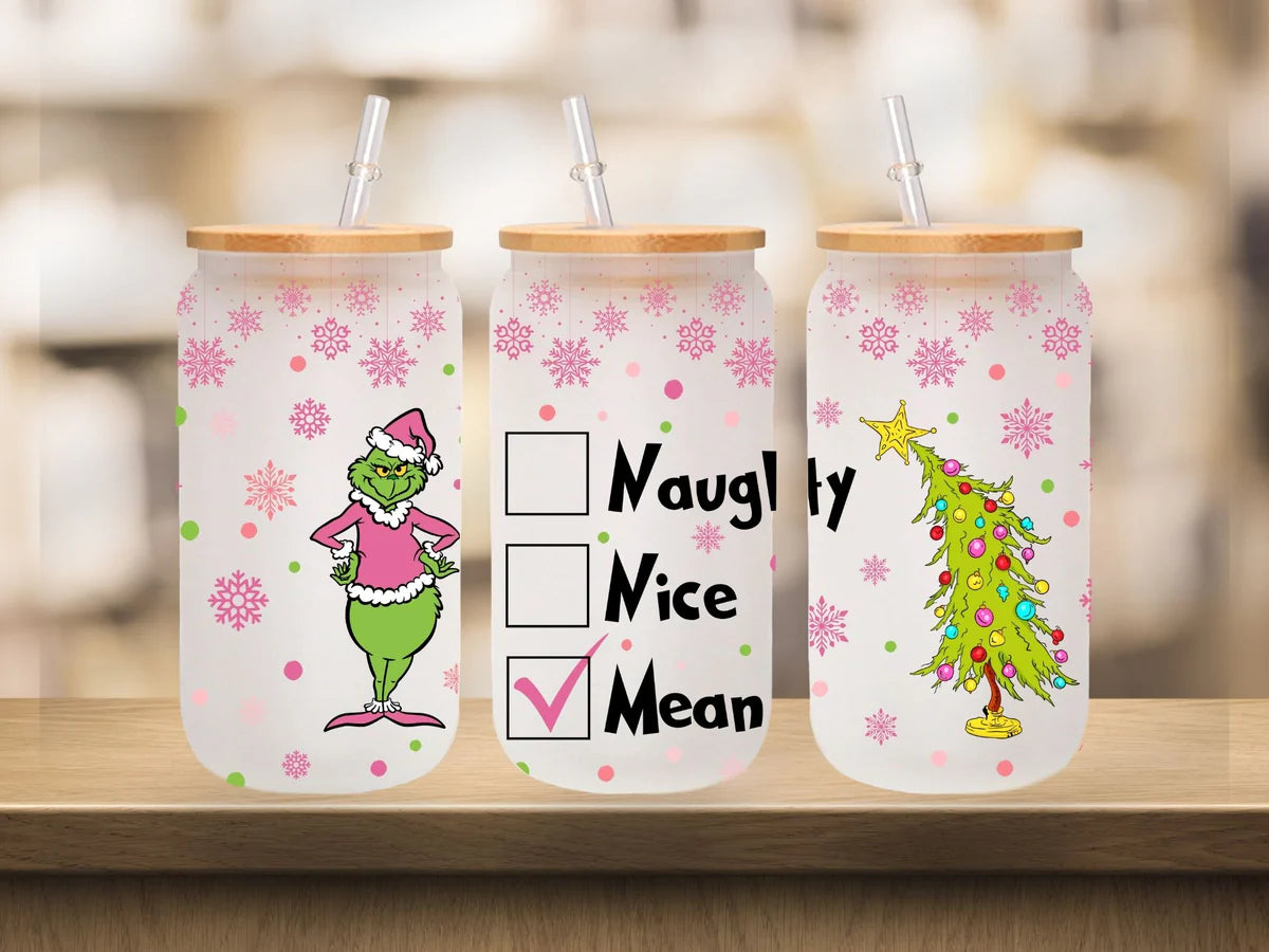 Mean one Pink - UV DTF 16oz Libbey wrap