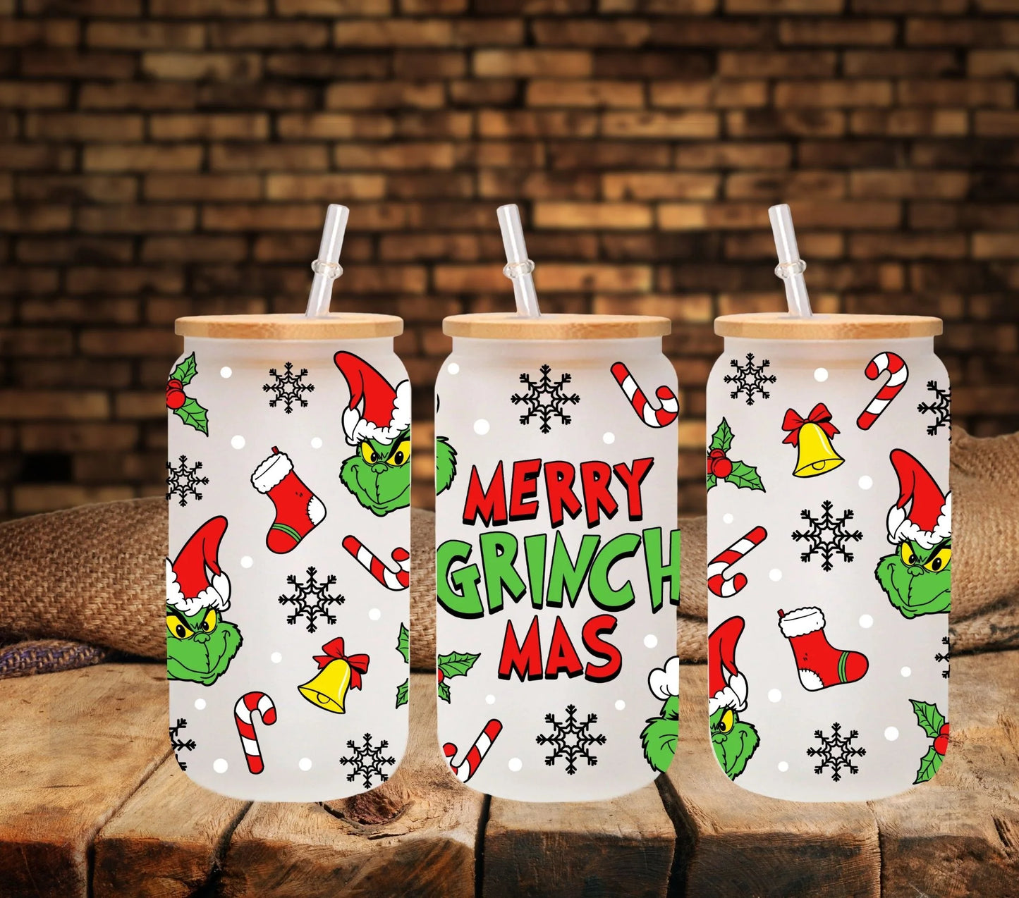 Merry Grinchmas - UV DTF 16oz Libbey wrap
