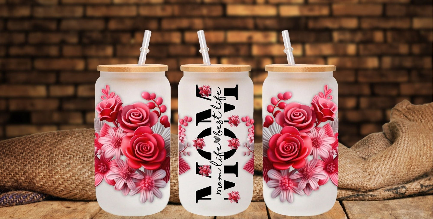 Mom life is the best life - UV DTF 16oz Libbey wrap
