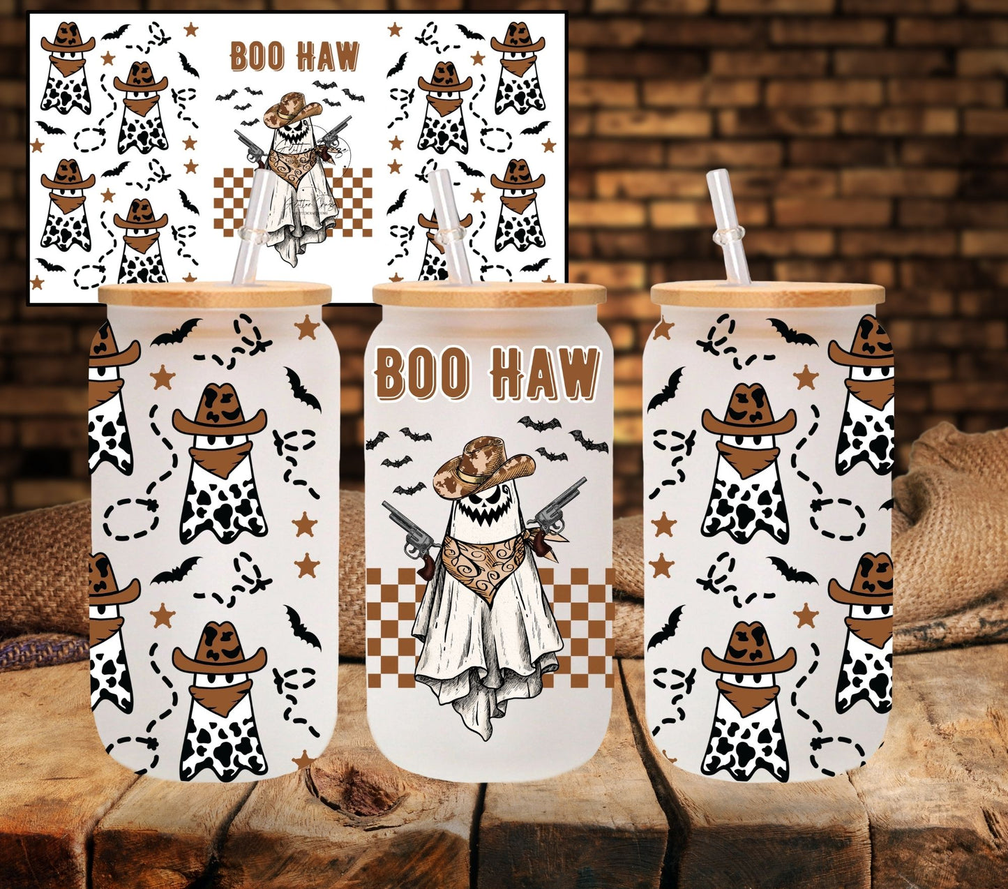 Boo Haw - UV DTF 16oz Libbey wrap