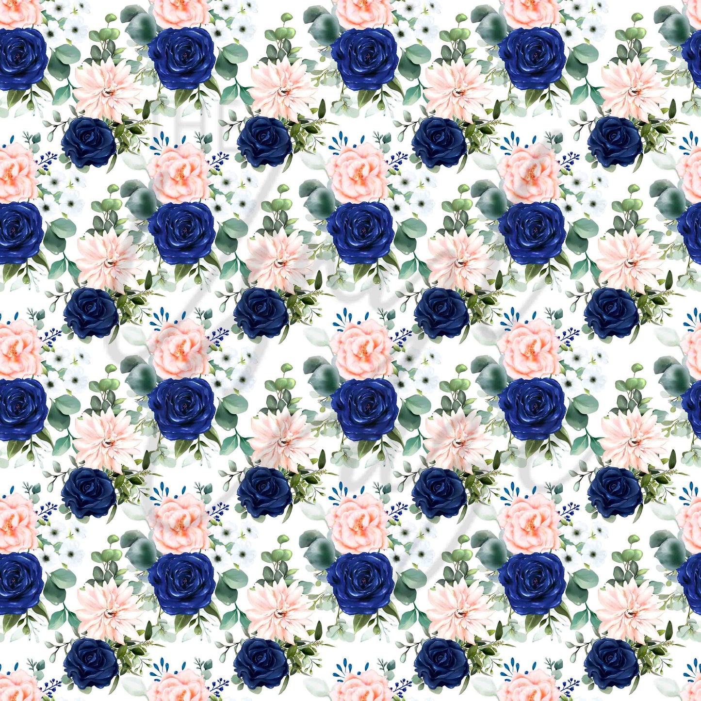 Navy Blue, Pink and Peach Florals - Adhesive Vinyl Sheets