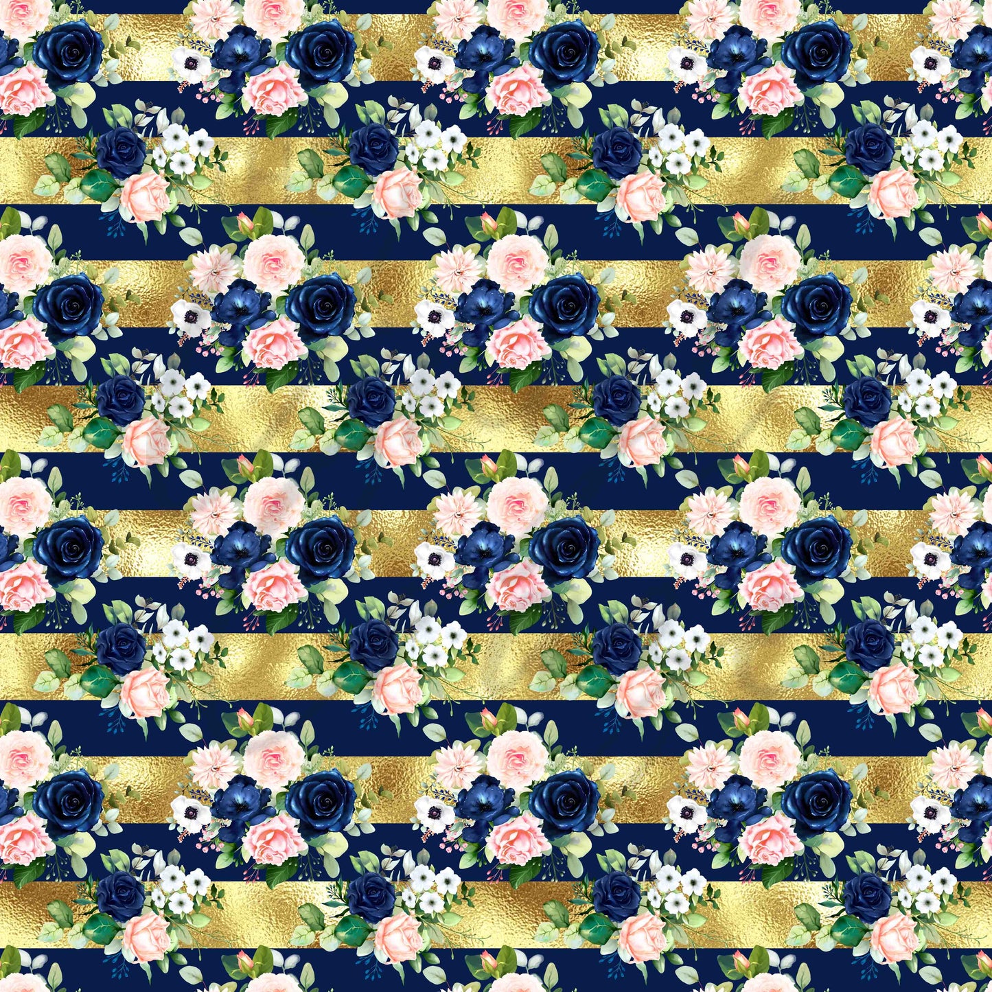 Navy Blue, Pink and Peach Florals - Adhesive Vinyl Sheets