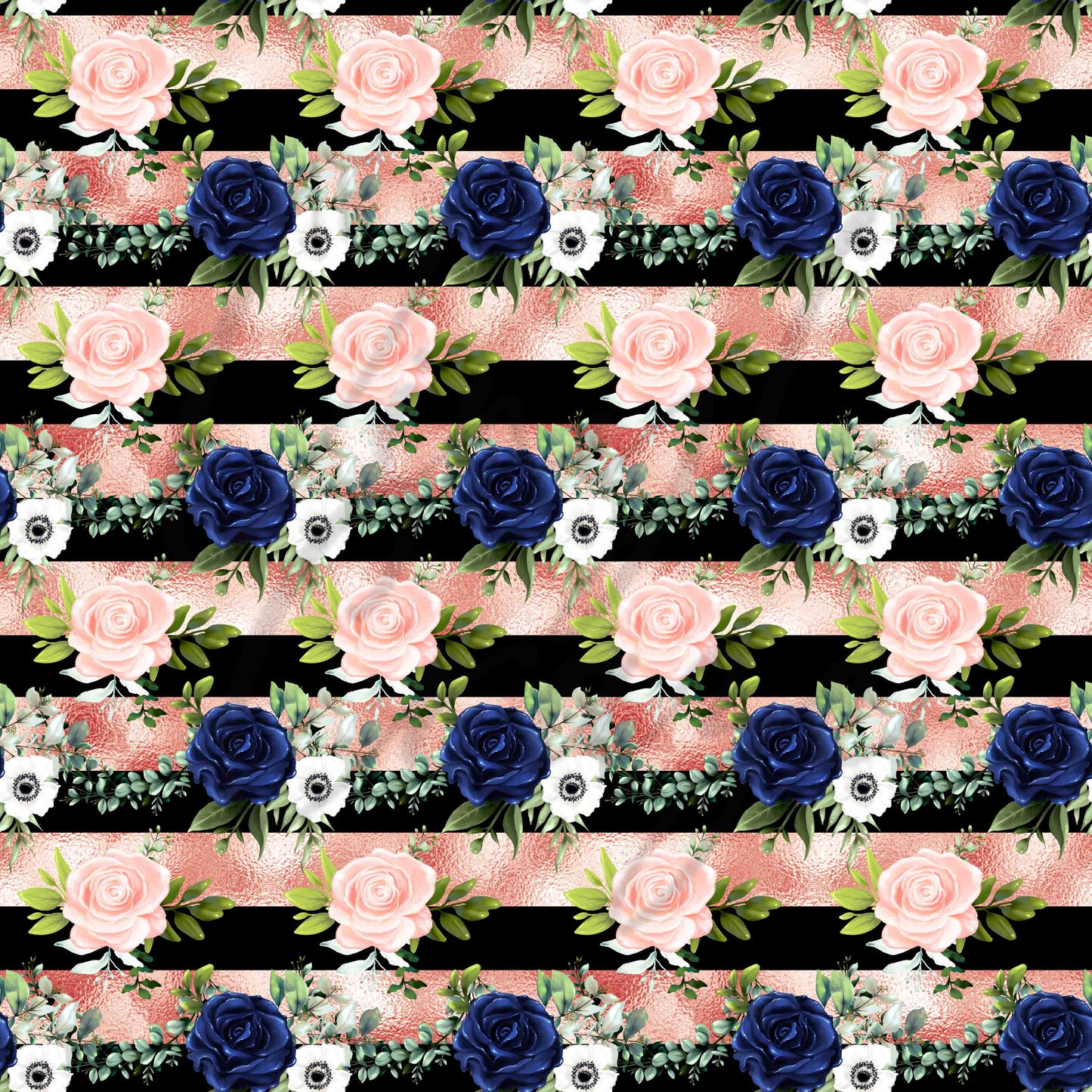 Navy Blue, Pink and Peach Florals - Adhesive Vinyl Sheets