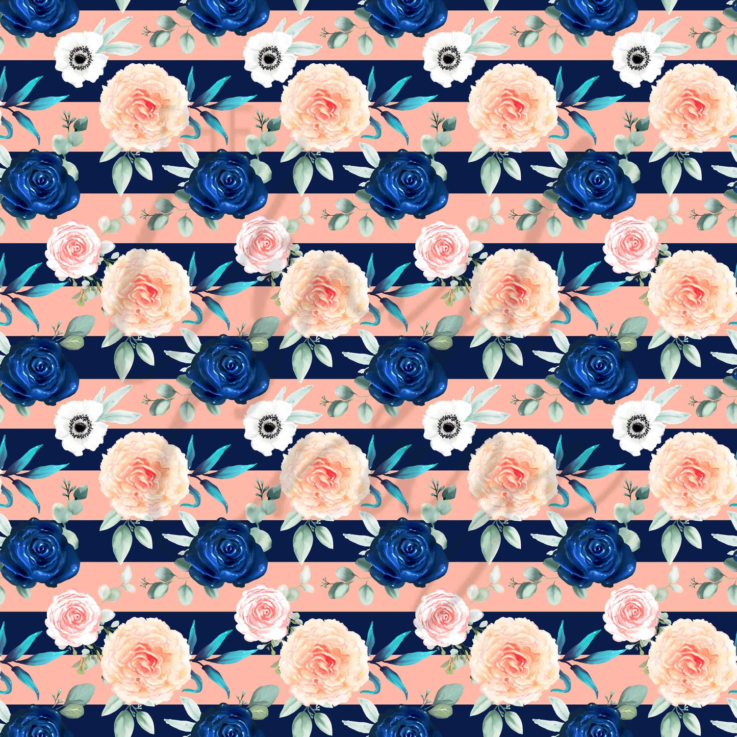 Navy Blue, Pink and Peach Florals - Adhesive Vinyl Sheets