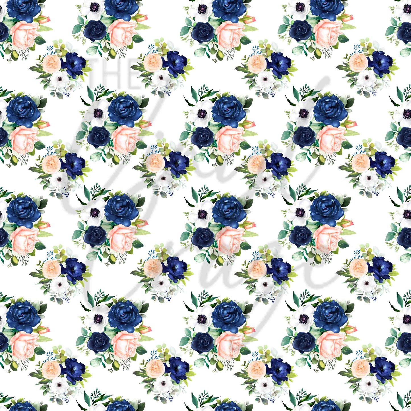 Navy Blue, Pink and Peach Florals - Adhesive Vinyl Sheets