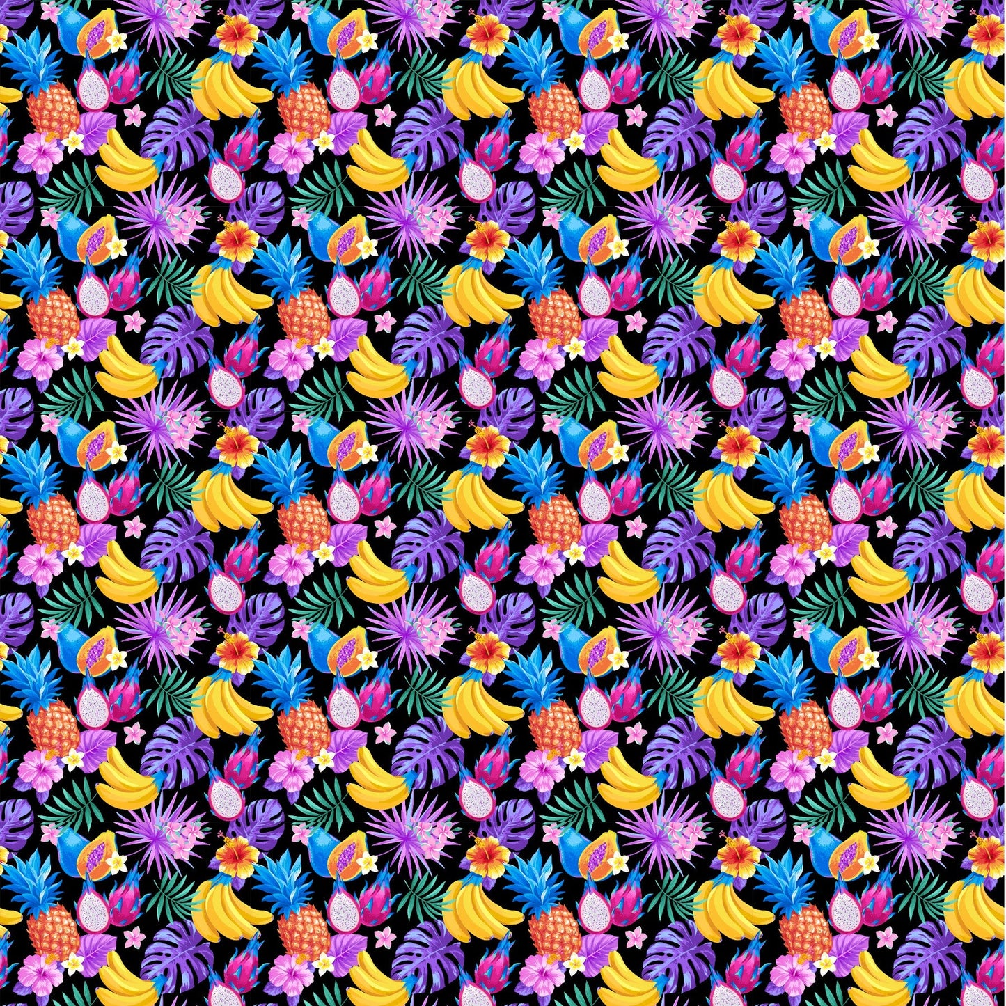 Neon Tropical On Black - Adhesive Vinyl Sheets