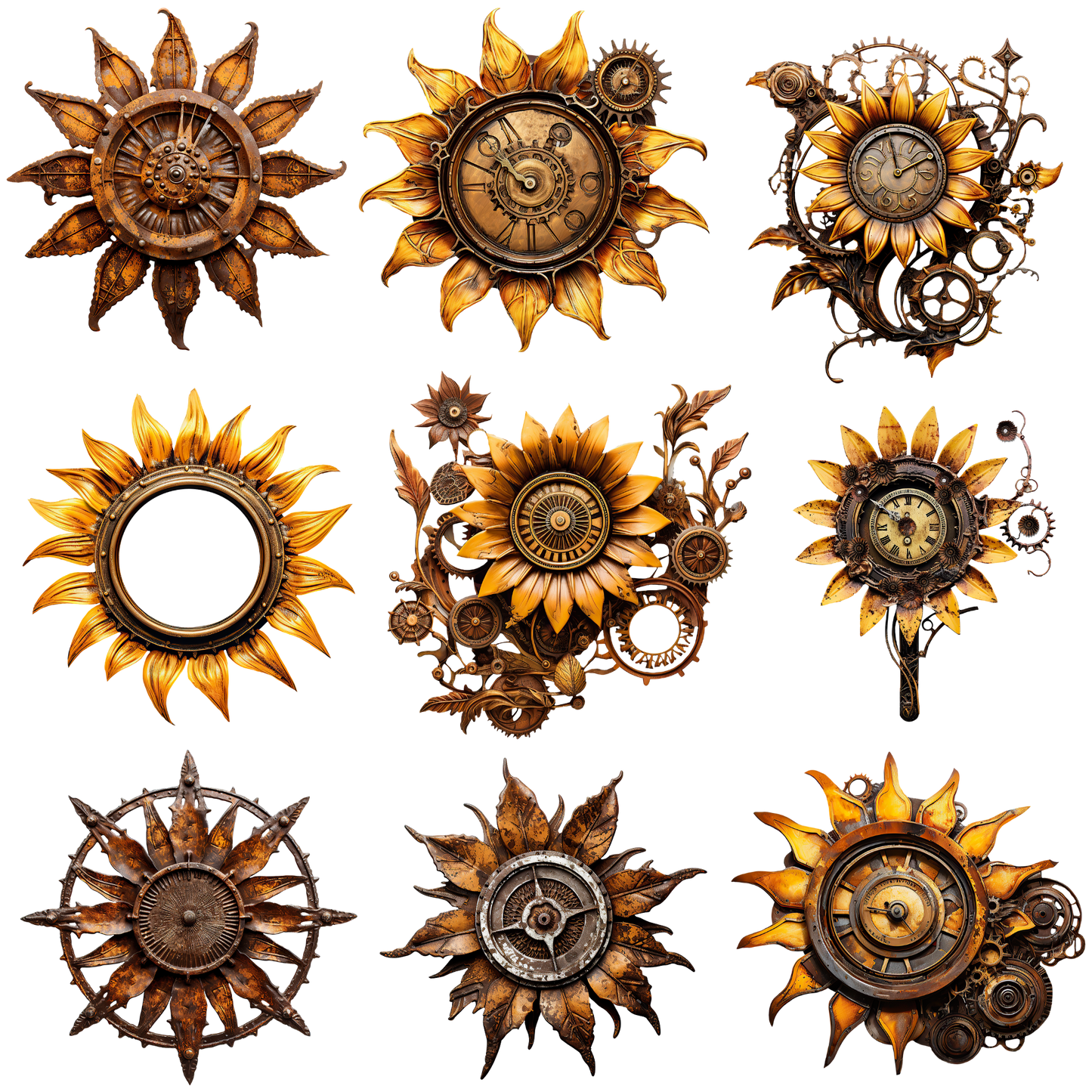 Steampunk Sunflowers - UV DTF Decal sheet