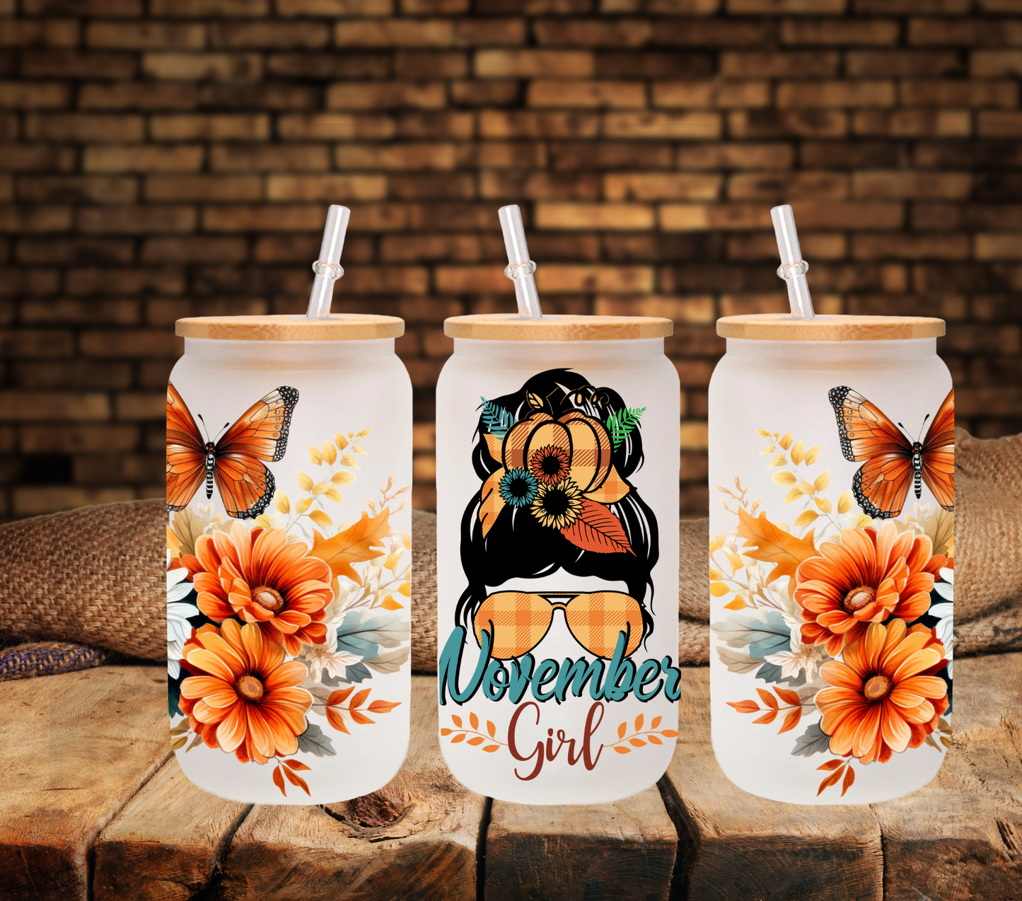 November Girl - UV DTF 16oz Libbey wrap