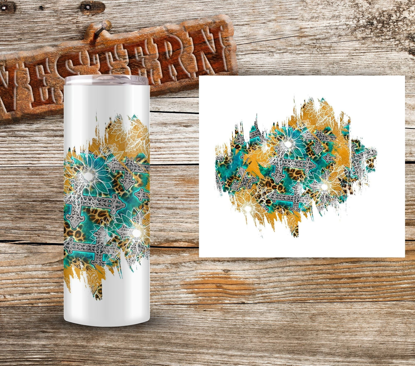 Western cross and bandana print - UV DTF Patch- 3 size options