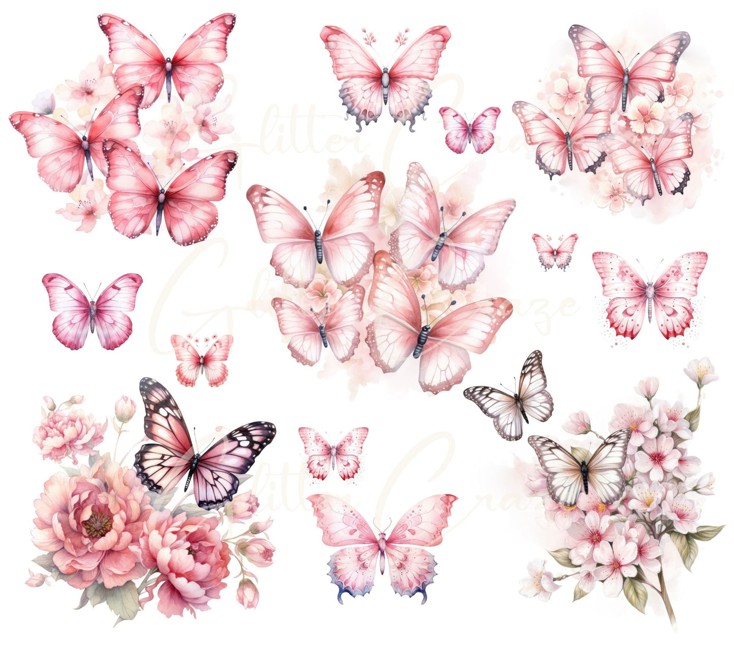 Pink Butterfly - UV DTF Decal sheet