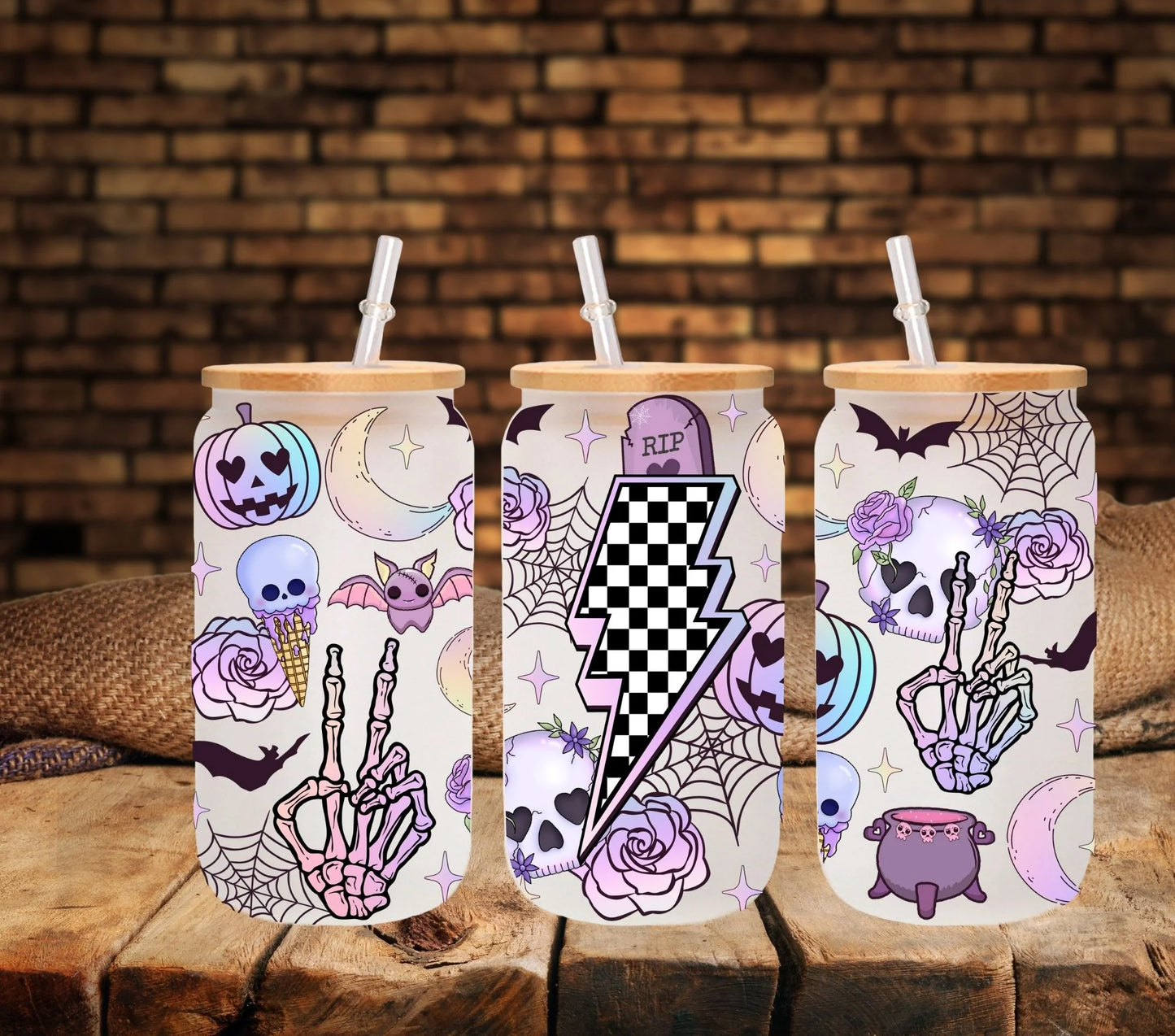 Purple Halloween - UV DTF 16oz Libbey wrap