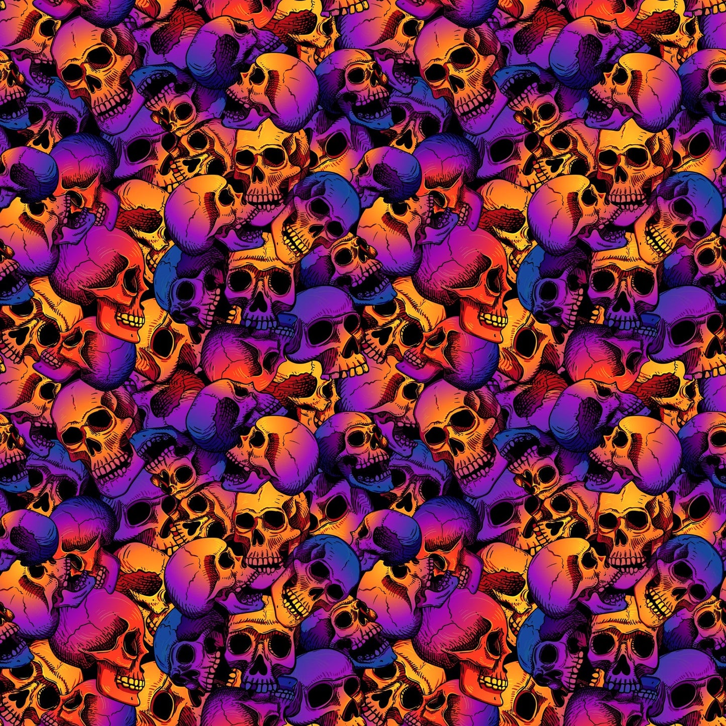 Purple Orange Skulls - Adhesive Vinyl Sheets