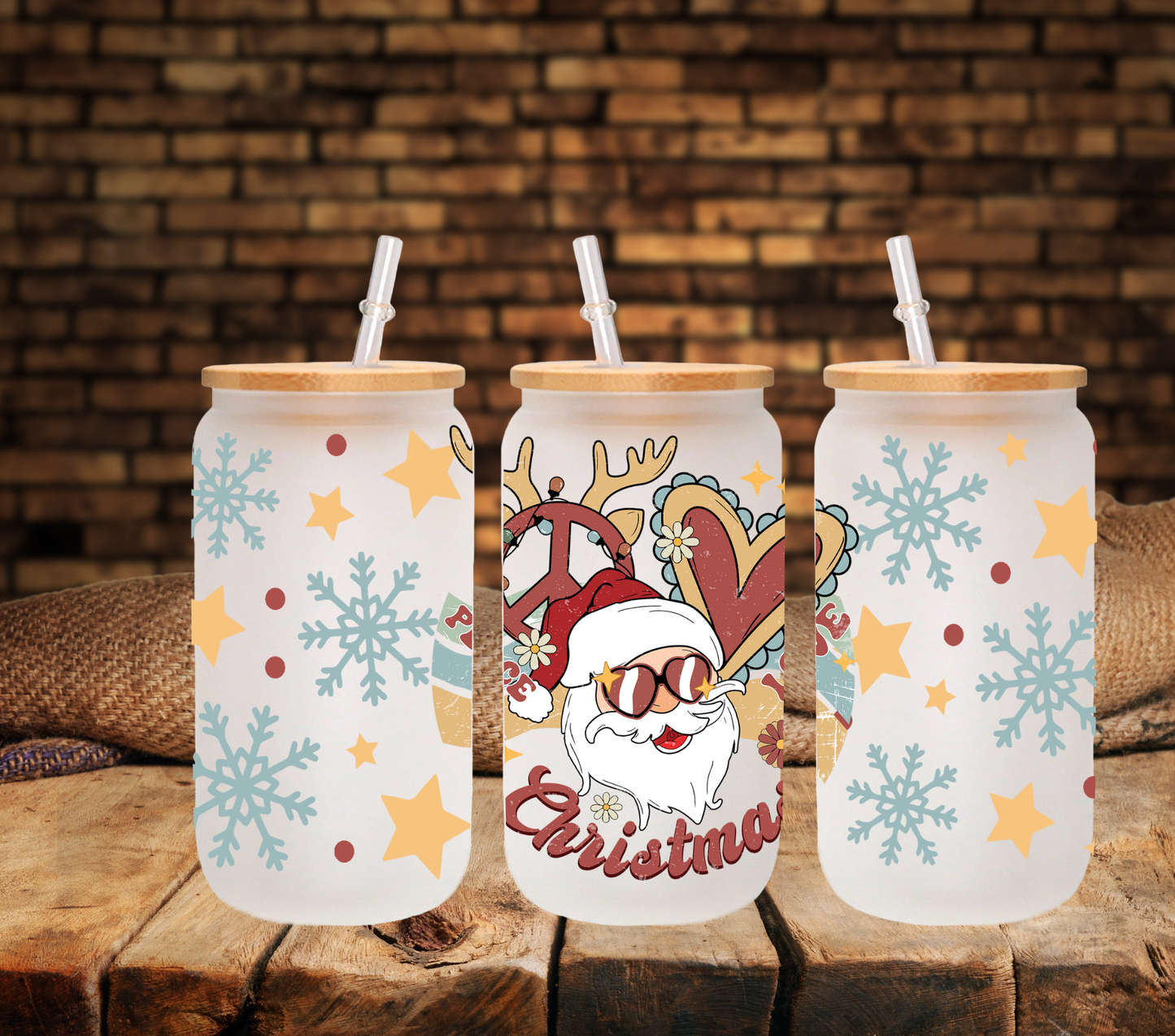 Retro Christmas - UV DTF 16oz Libbey wrap