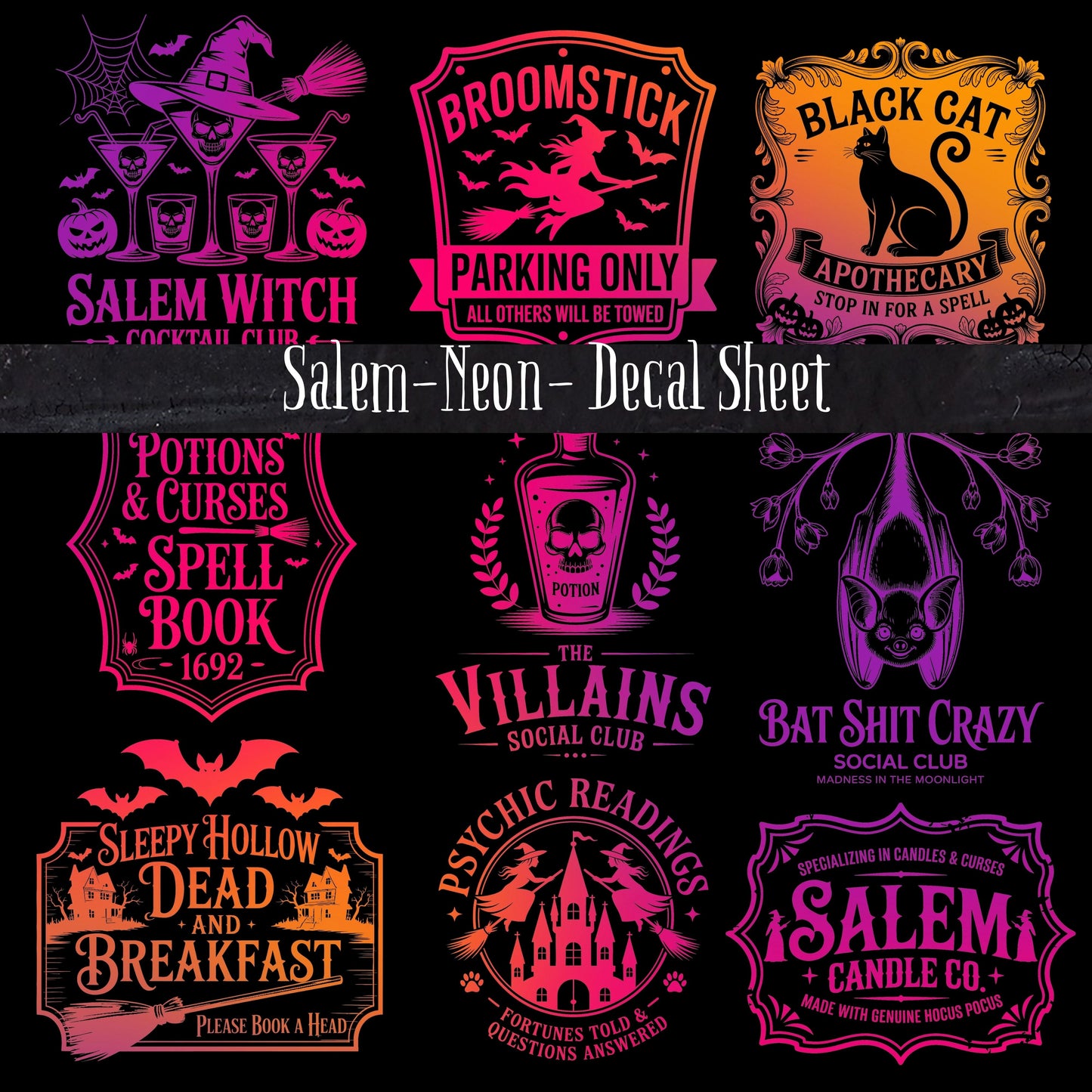Salem-Neon UV DTF Decal Sheet