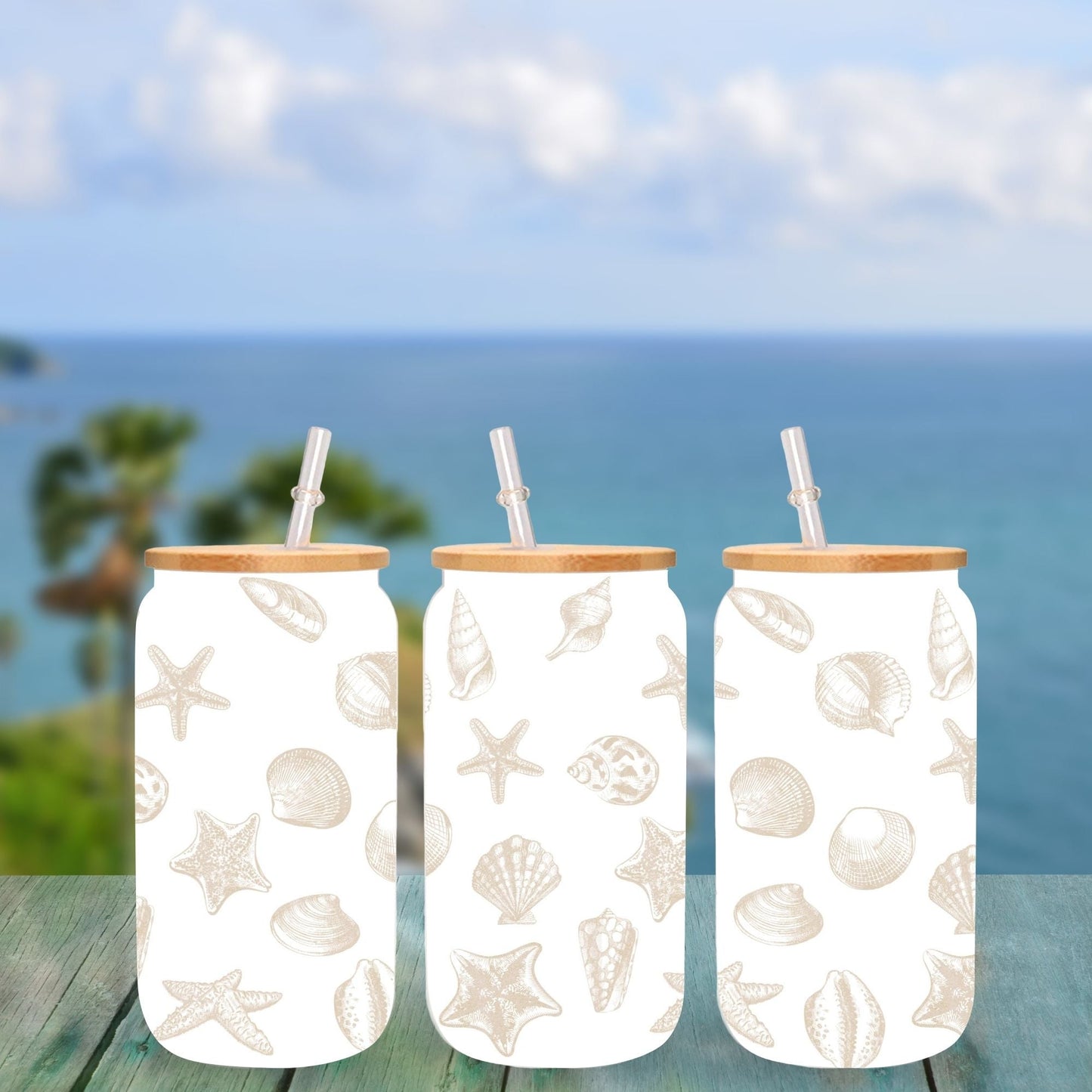 Sandy Beach - UV DTF 16oz Libbey wrap