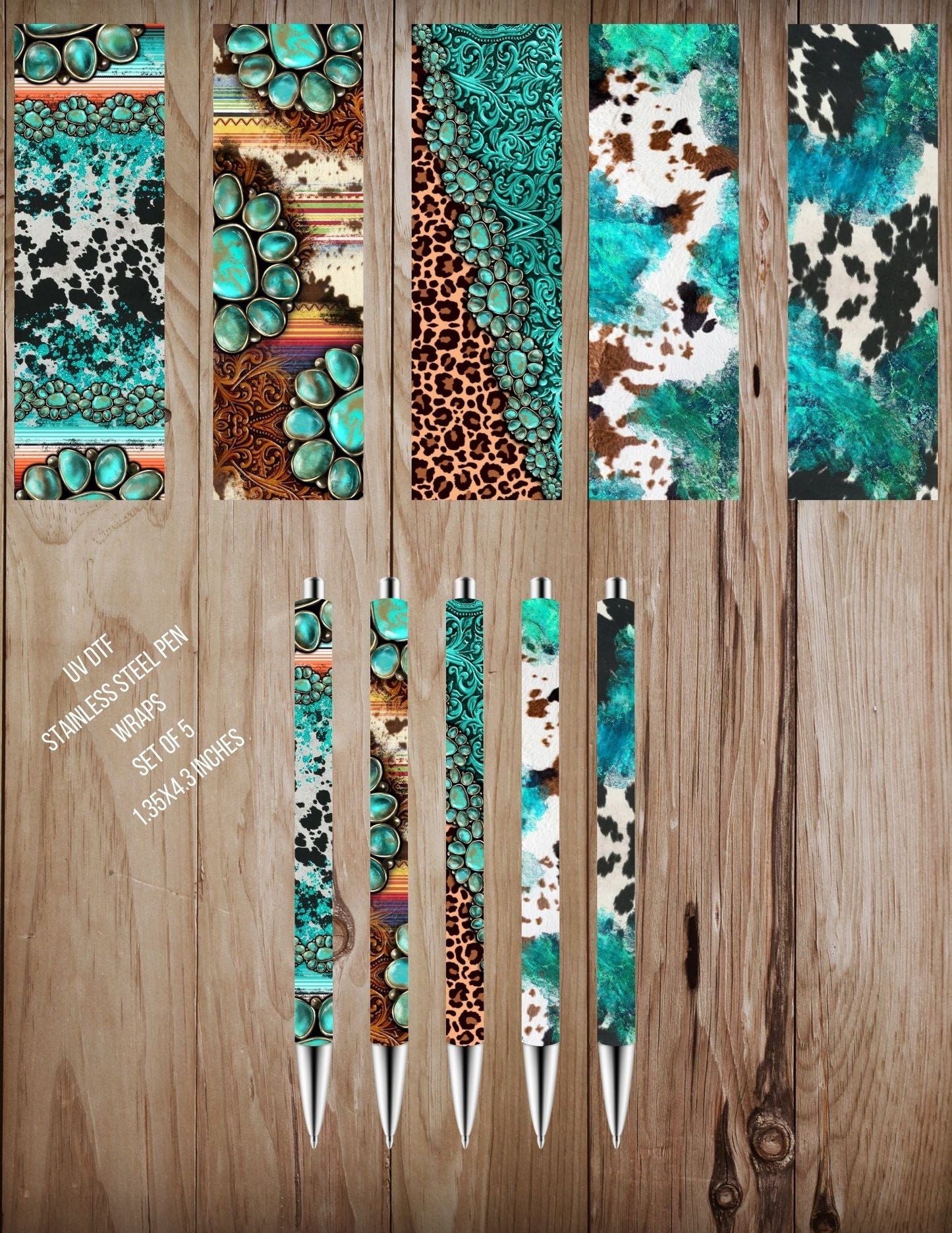 Western Cowhide - UV DTF Stainless pen wraps- 2 sets available