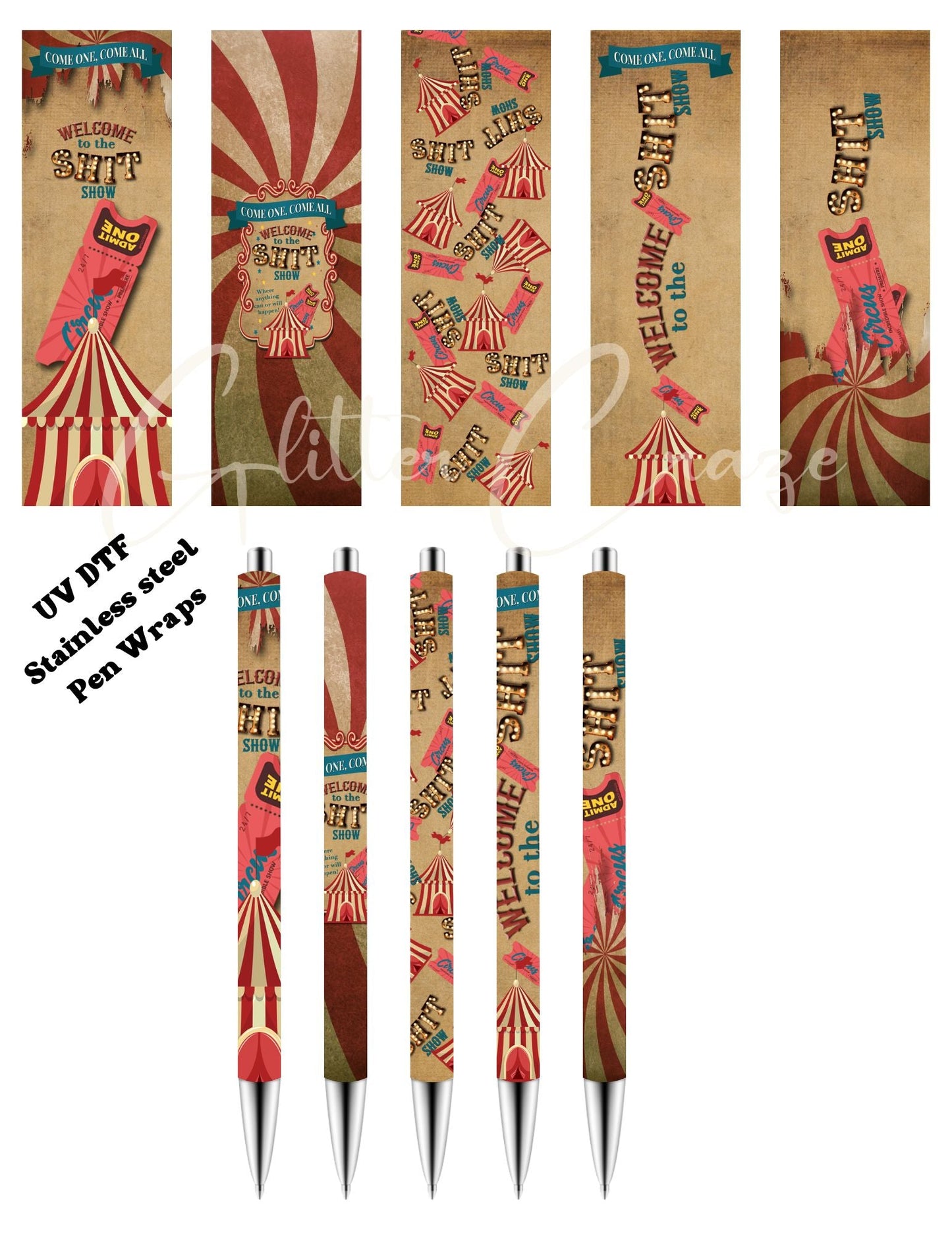 Shitshow Stainless - UV DTF Stainless Pen wraps - set of 5