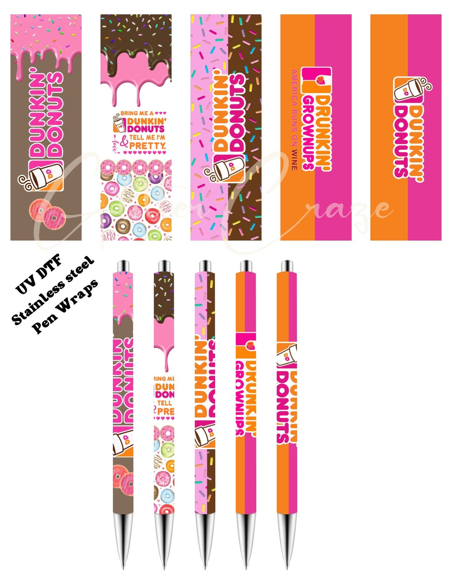 Dunkin Stainless - UV DTF Pen wraps- set of 5