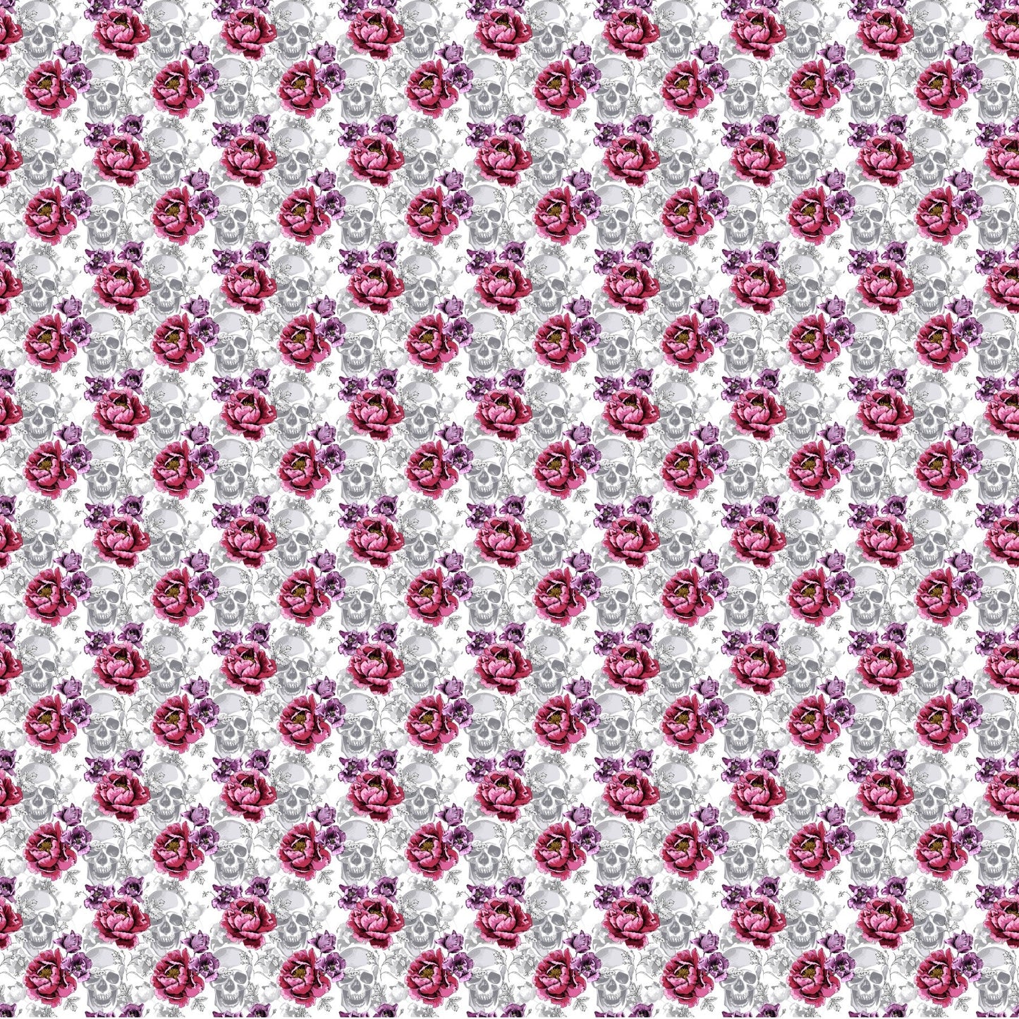 Skull And Peonies - Adhesive Vinyl Sheets