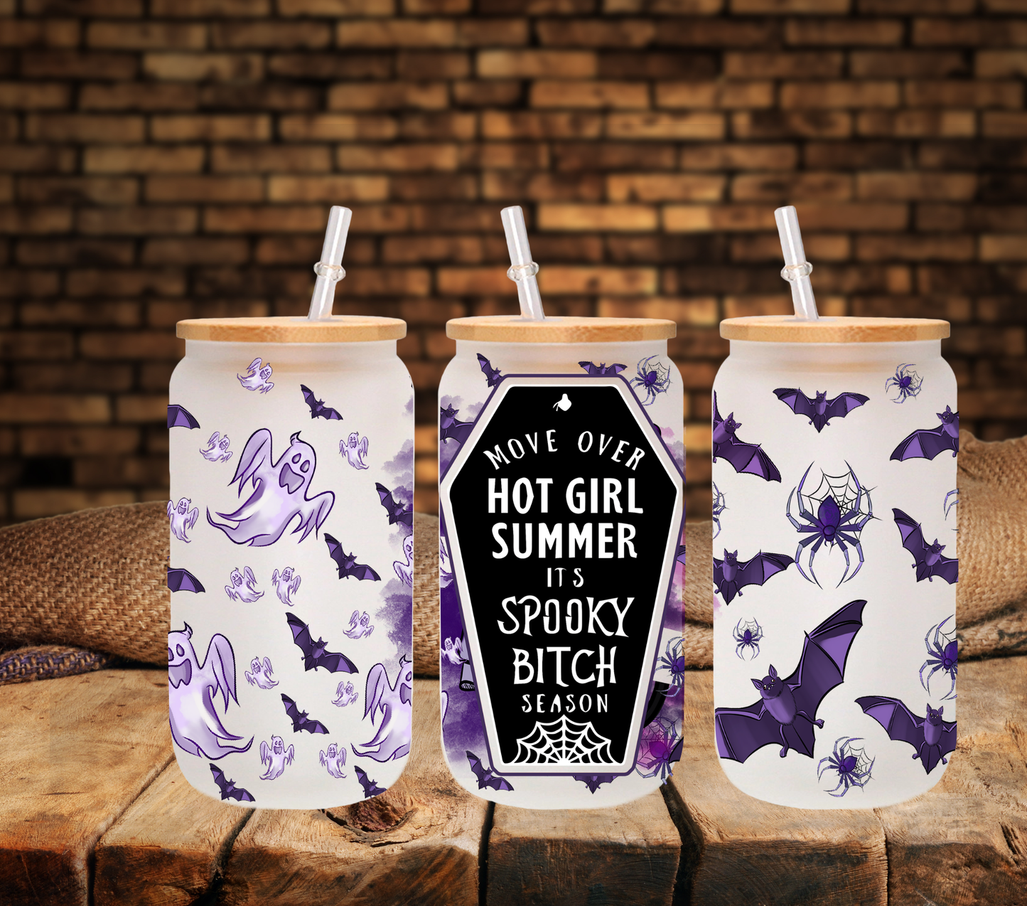 Spooky Bitch Season - UV DTF 16oz Libbey wrap