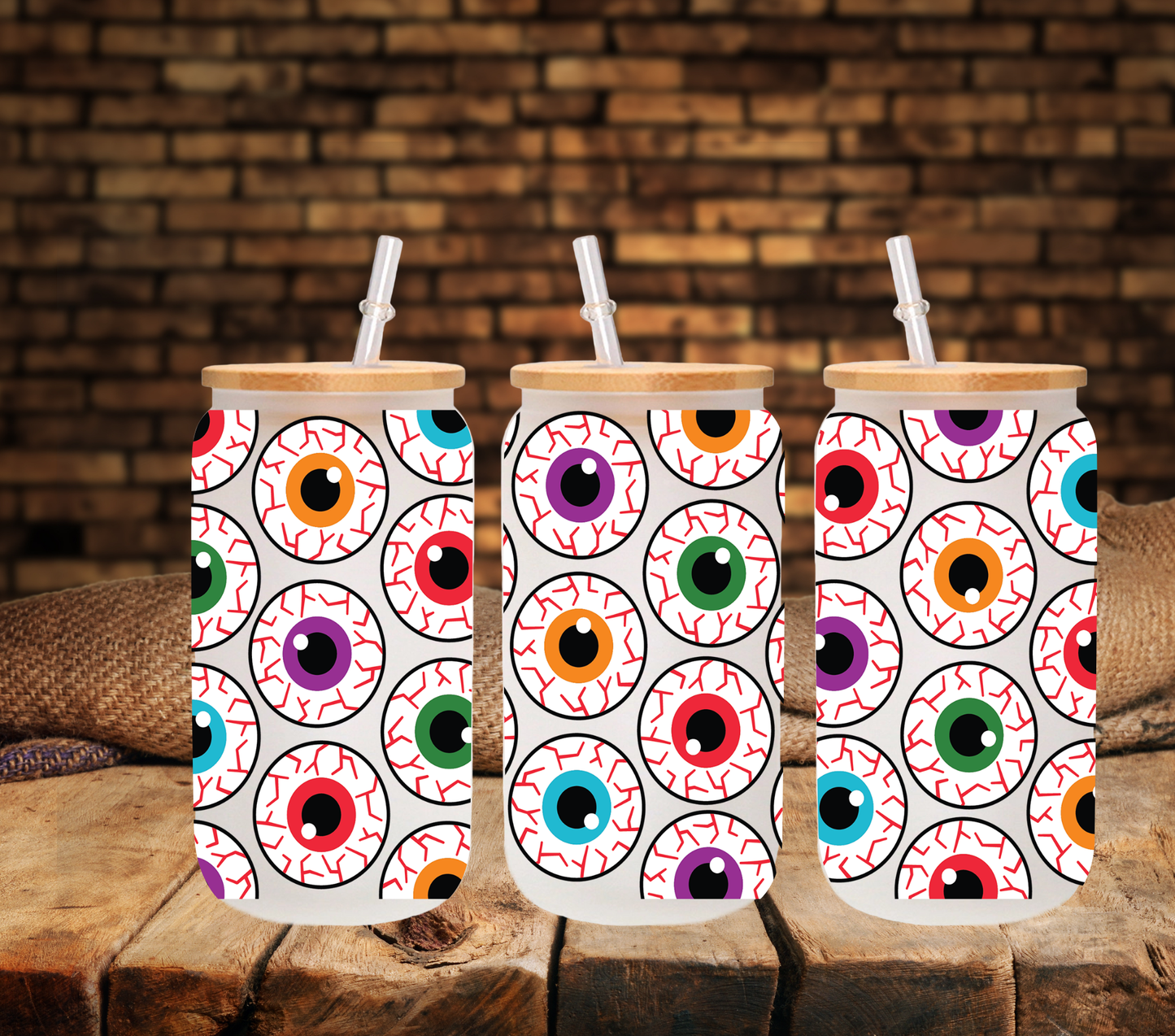Spooky Eyes - UV DTF 16oz Libbey wrap