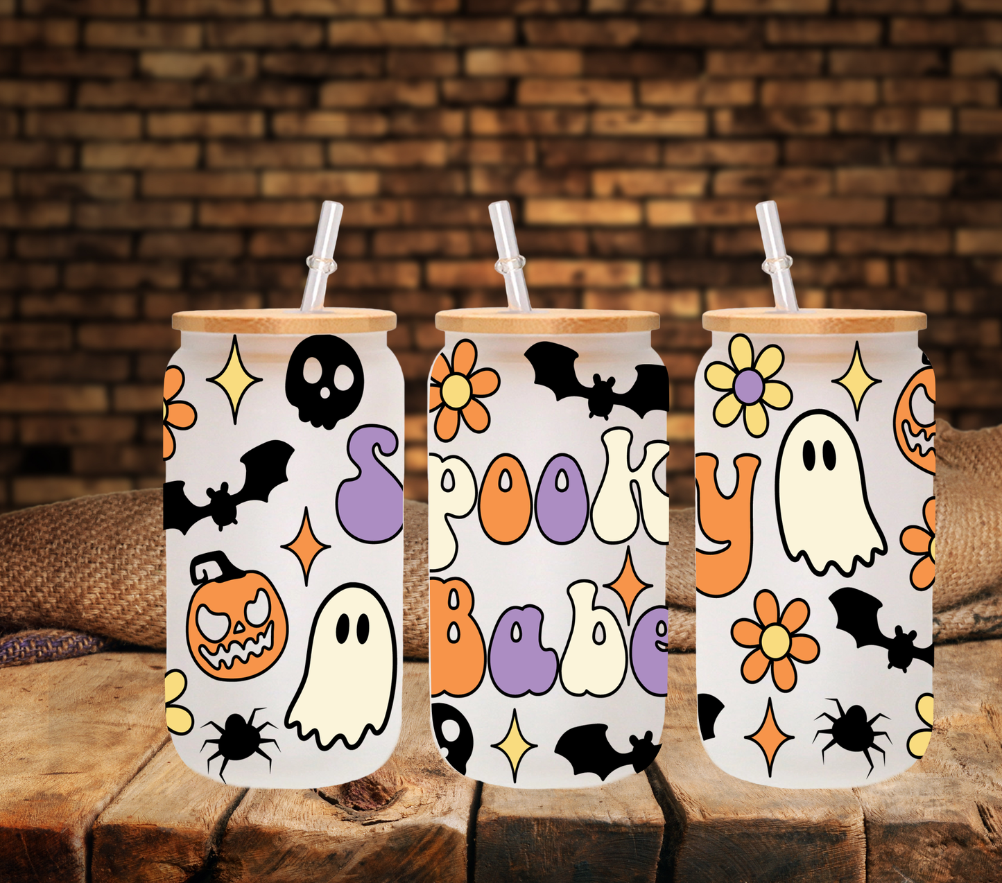 Spooky Babe - UV DTF 16oz Libbey wrap