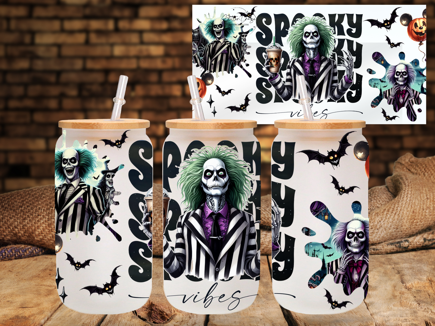 Spooky vibes - UV DTF 16oz Libbey wrap - (8 variants)