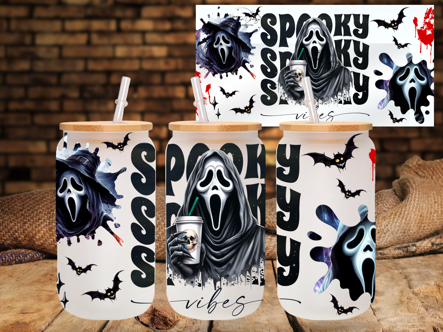 Spooky vibes - UV DTF 16oz Libbey wrap - (8 variants)