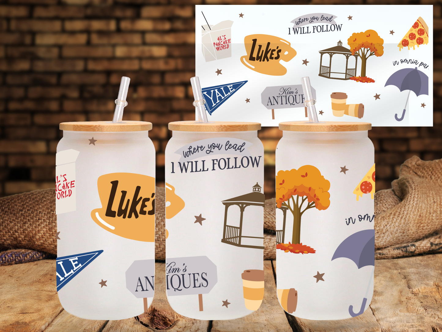 Stars Hollow - UV DTF 16oz Libbey wrap
