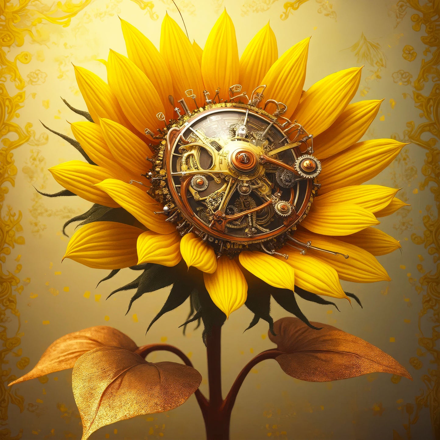 Steampunk Mechanical Sunflowers - Adhesive Vinyl Wraps