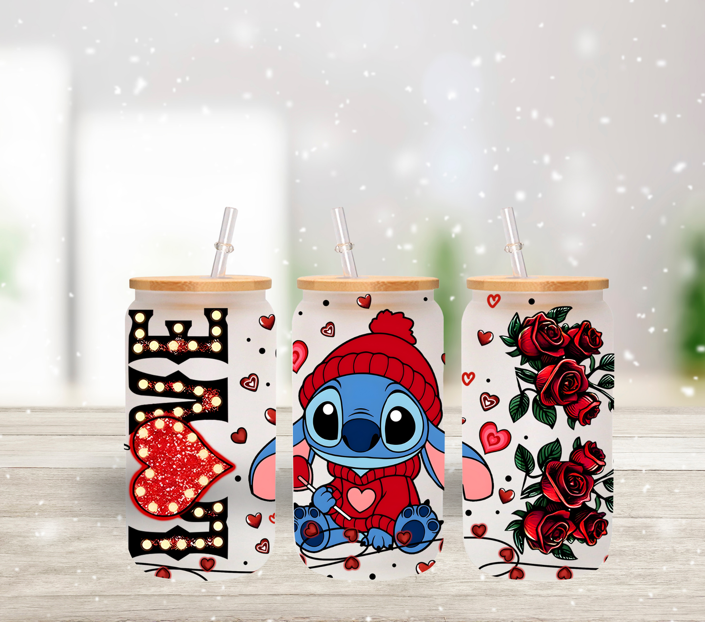 Stitch Love - UV DTF 16oz Libbey wrap