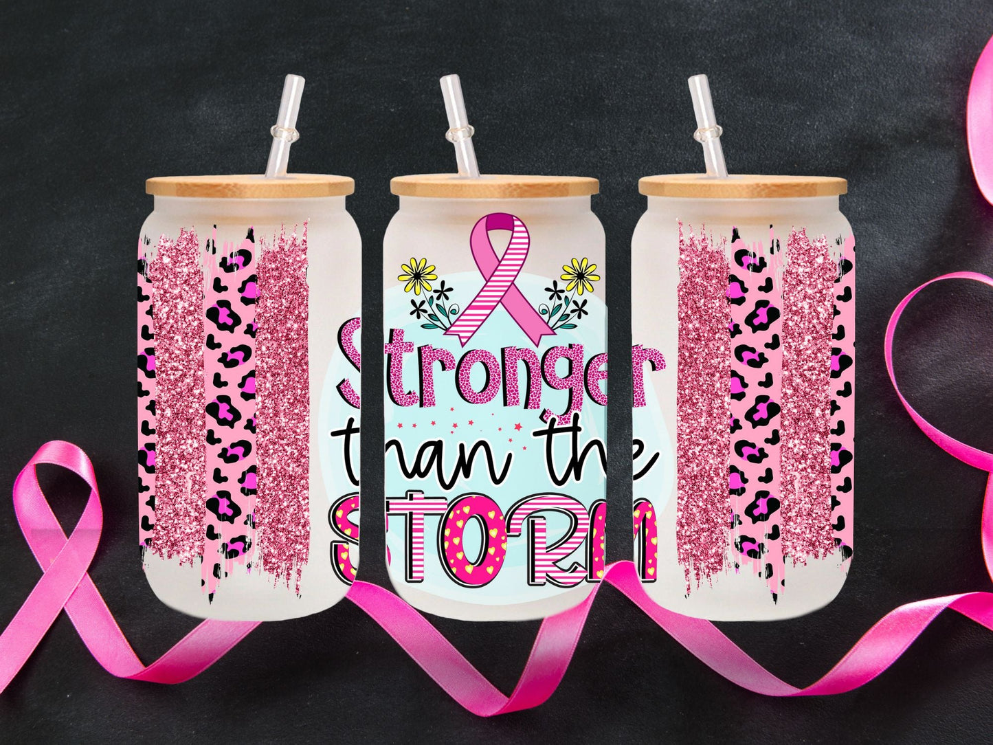 Stronger than the Storm - UV DTF 16oz Libbey wrap