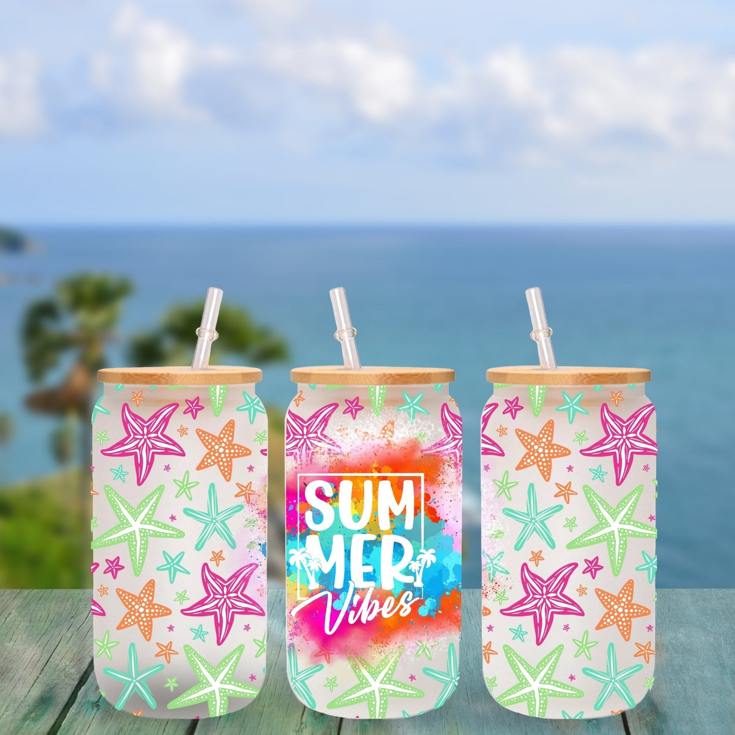 Summer Vibes - UV DTF 16oz Libbey wrap