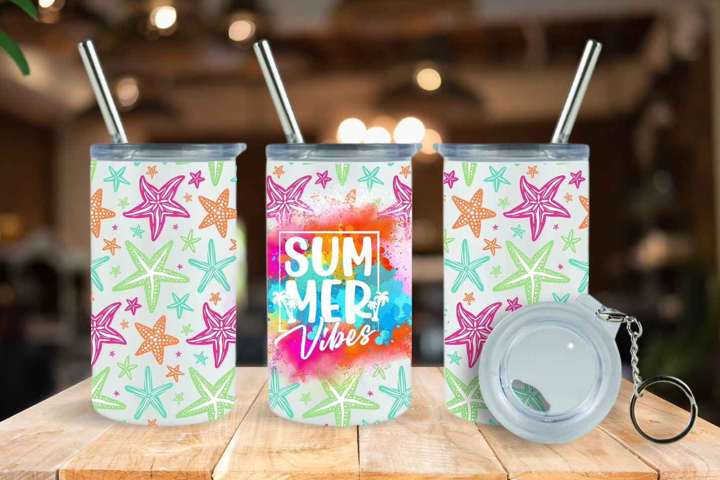 Summer Vibes - UV DTF Mini Skinny 3oz tumbler wrap