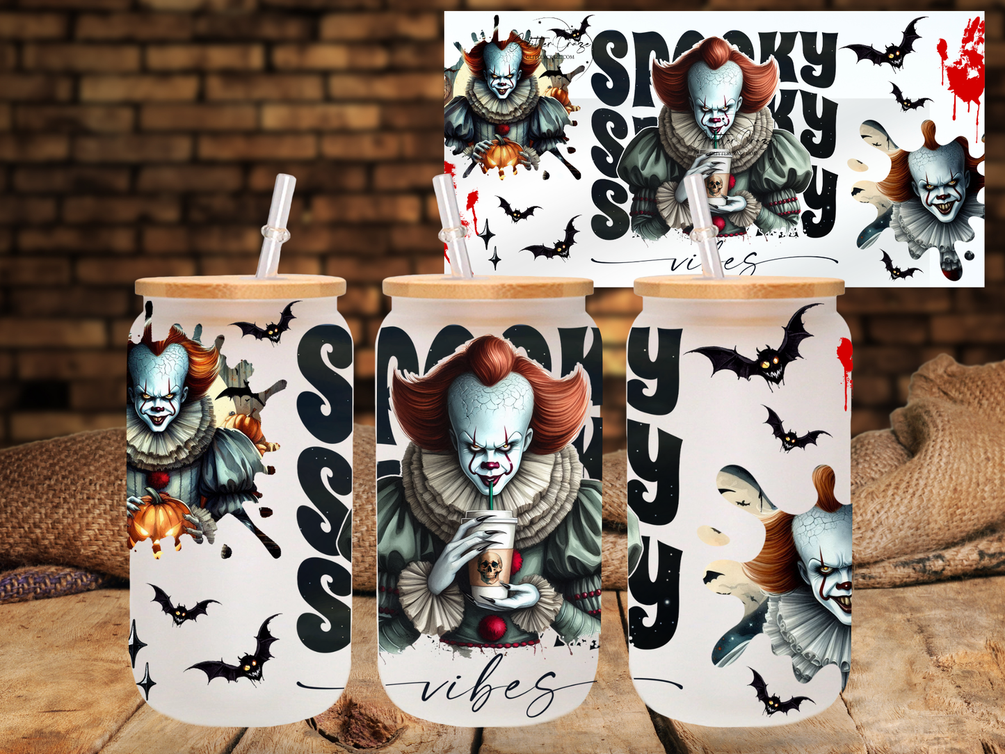 Spooky vibes - UV DTF 16oz Libbey wrap - (8 variants)