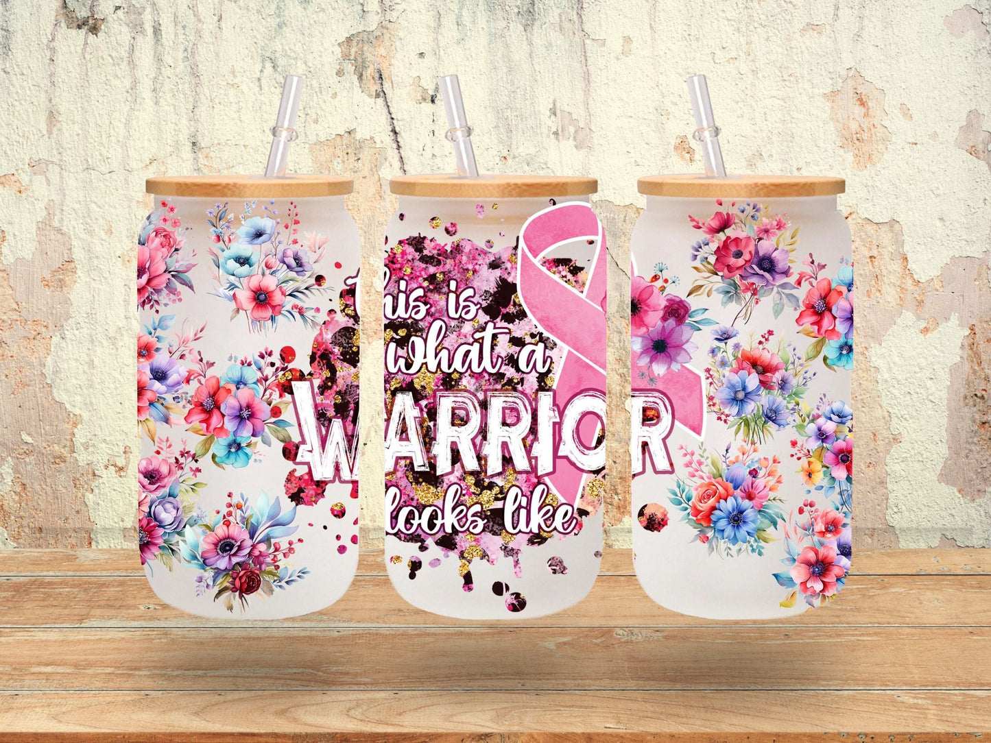This is what a warrior looks like - UV DTF 16oz Libbey wrap