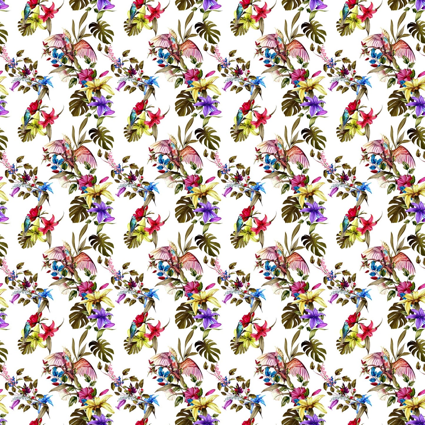Tropical Birds and Flowers - Adhesive Vinyl Sheets