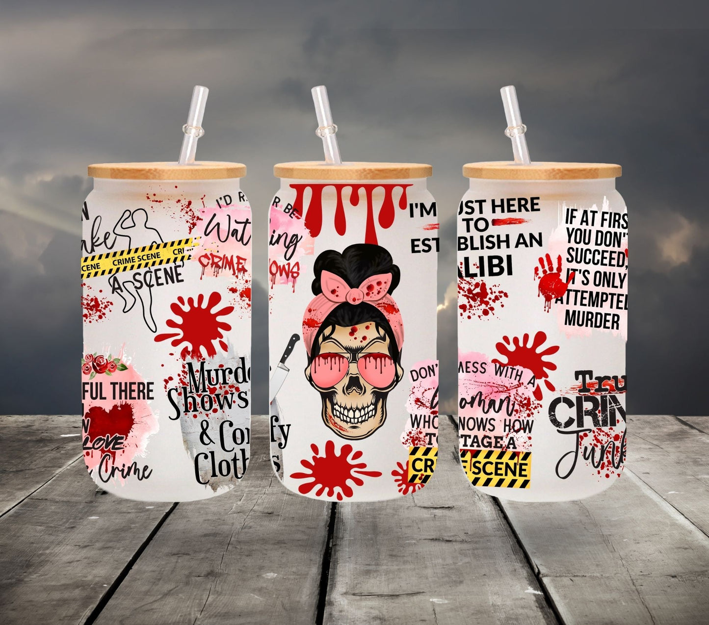 True Crime Mama- UV DTF 16oz Libbey wrap