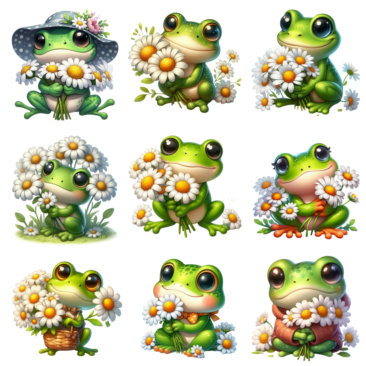Cute Frogs - UV DTF Decal sheet
