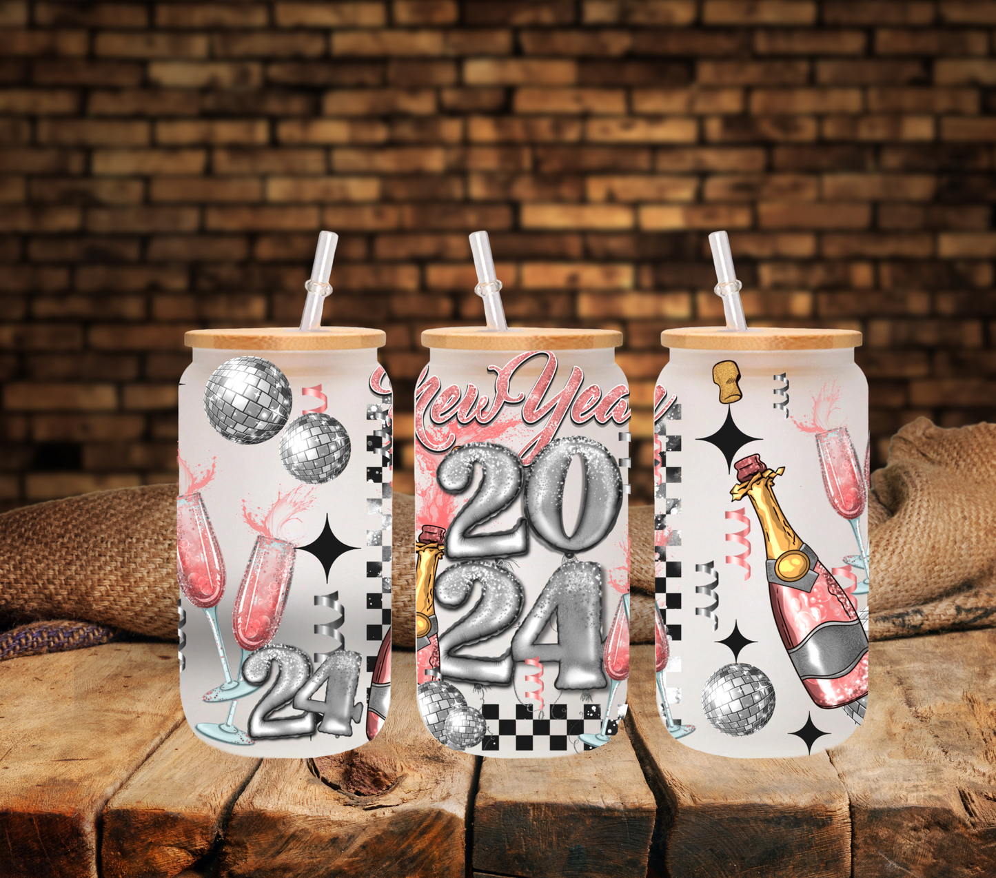 New Year 2024 - UV DTF 16oz Libbey wrap