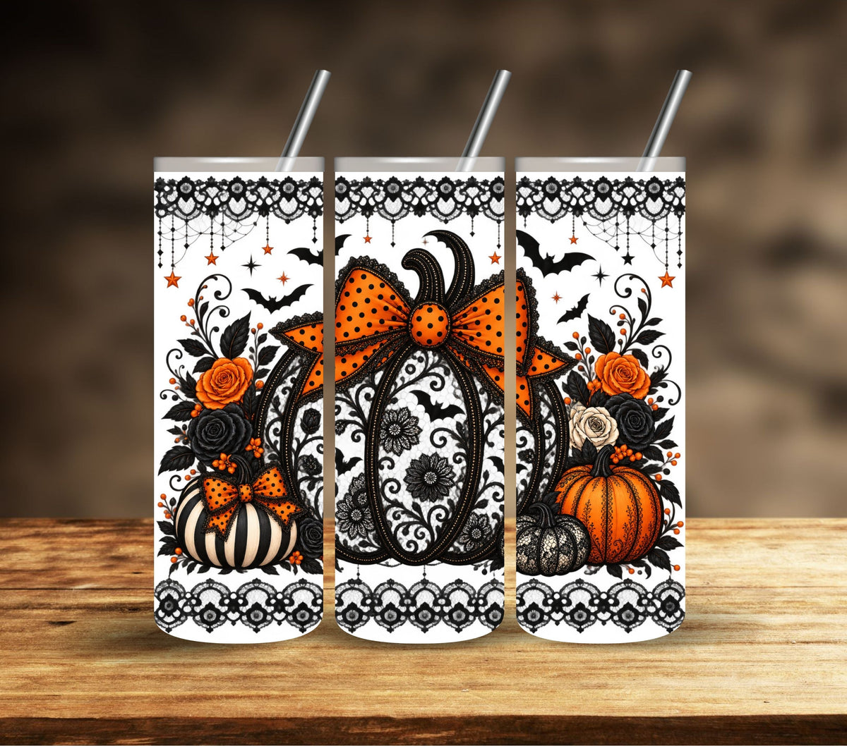 Pumpkin Lace UV DTF tumbler wraps 2 sizes