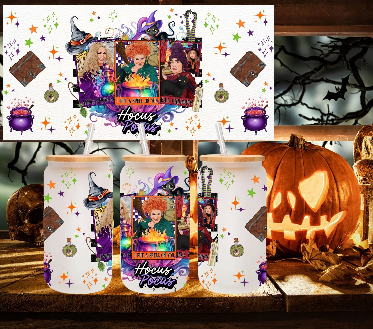 Hocus Pocus - UV DTF 16oz Libbey wrap