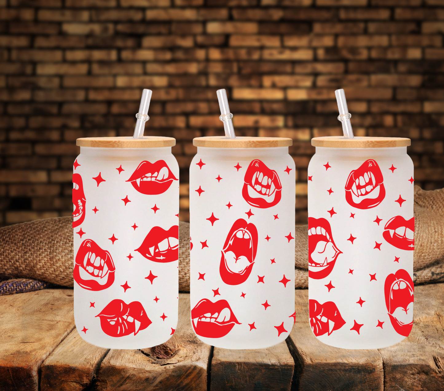 Vampire Lips- UV DTF 16oz Libbey wrap