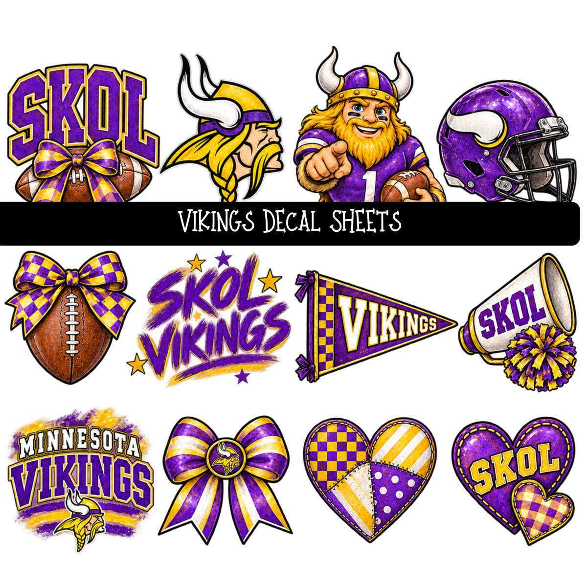 Vikings UV DTF Decal sheet