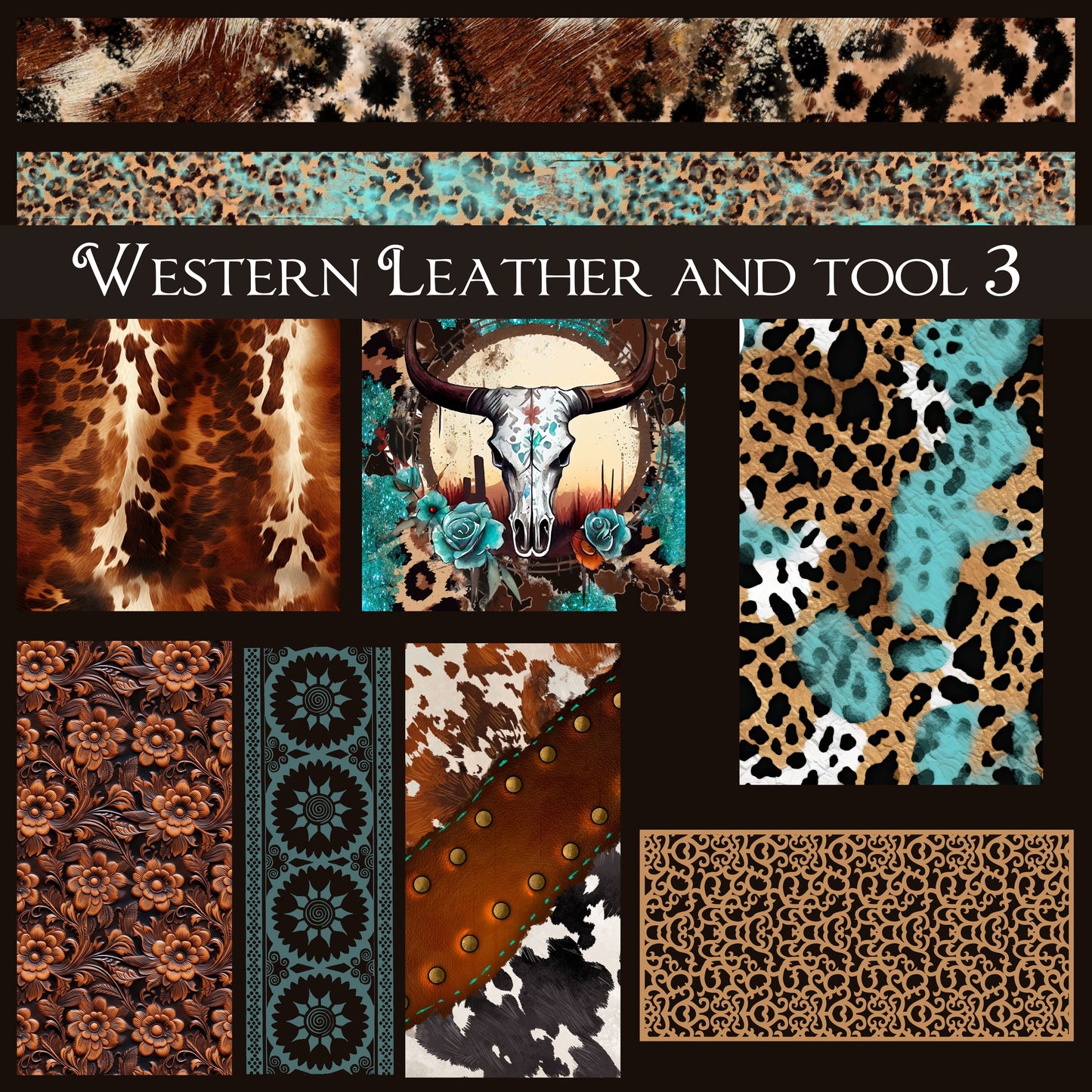 Western Leather and Tool UV DTF Decal Sheets 3 design options