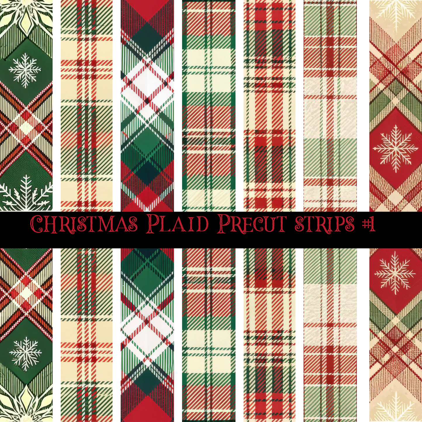 Christmas Plaid- Precut strips 12x12 vinyl sheet (2 varrients)