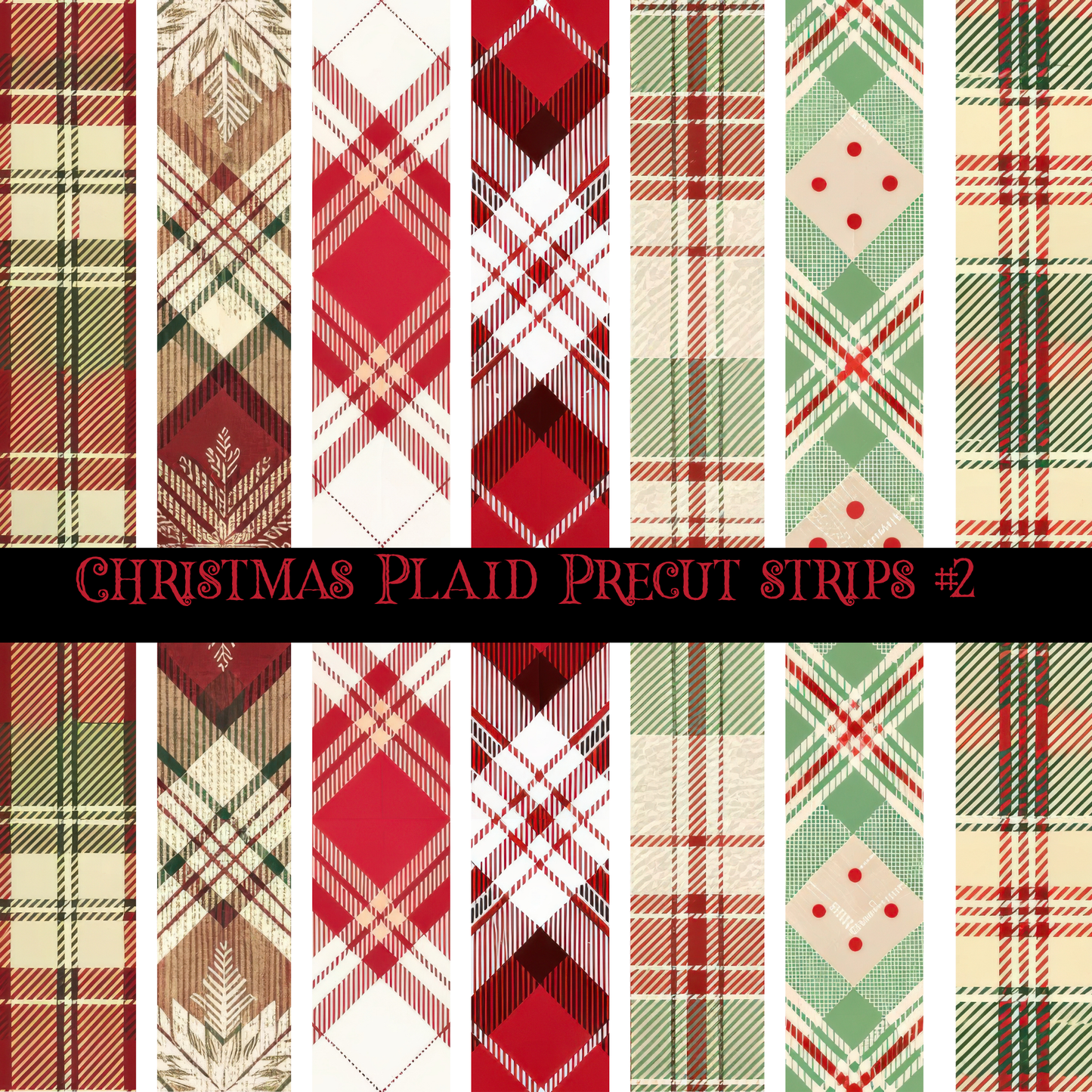 Christmas Plaid- Precut strips 12x12 vinyl sheet (2 varrients)
