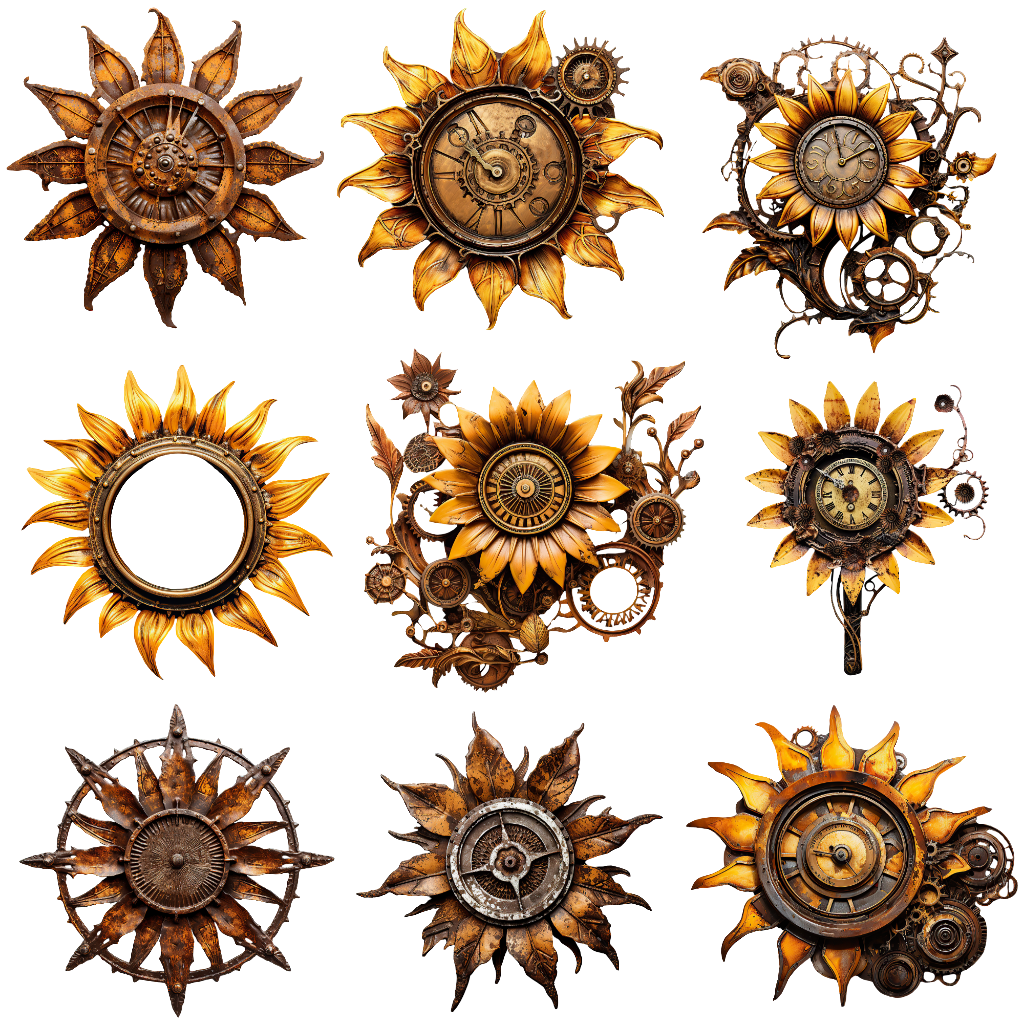 Steampunk Sunflowers - UV DTF Decal sheet