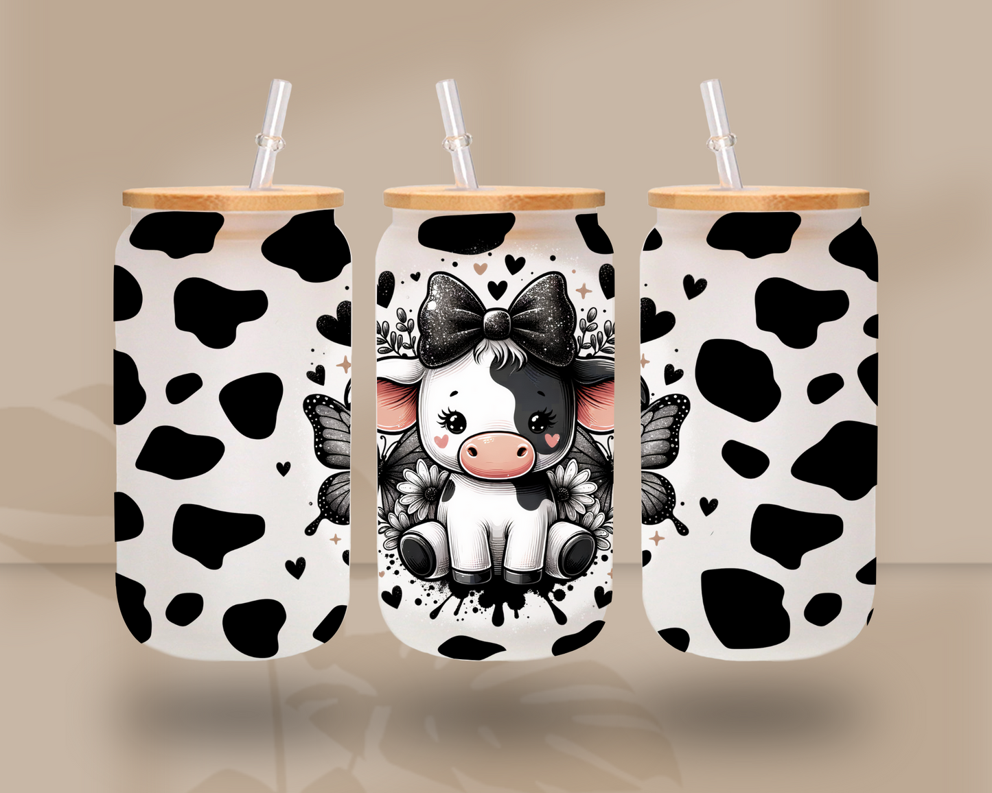 Cute Cow - UV DTF 16oz Libbey wrap