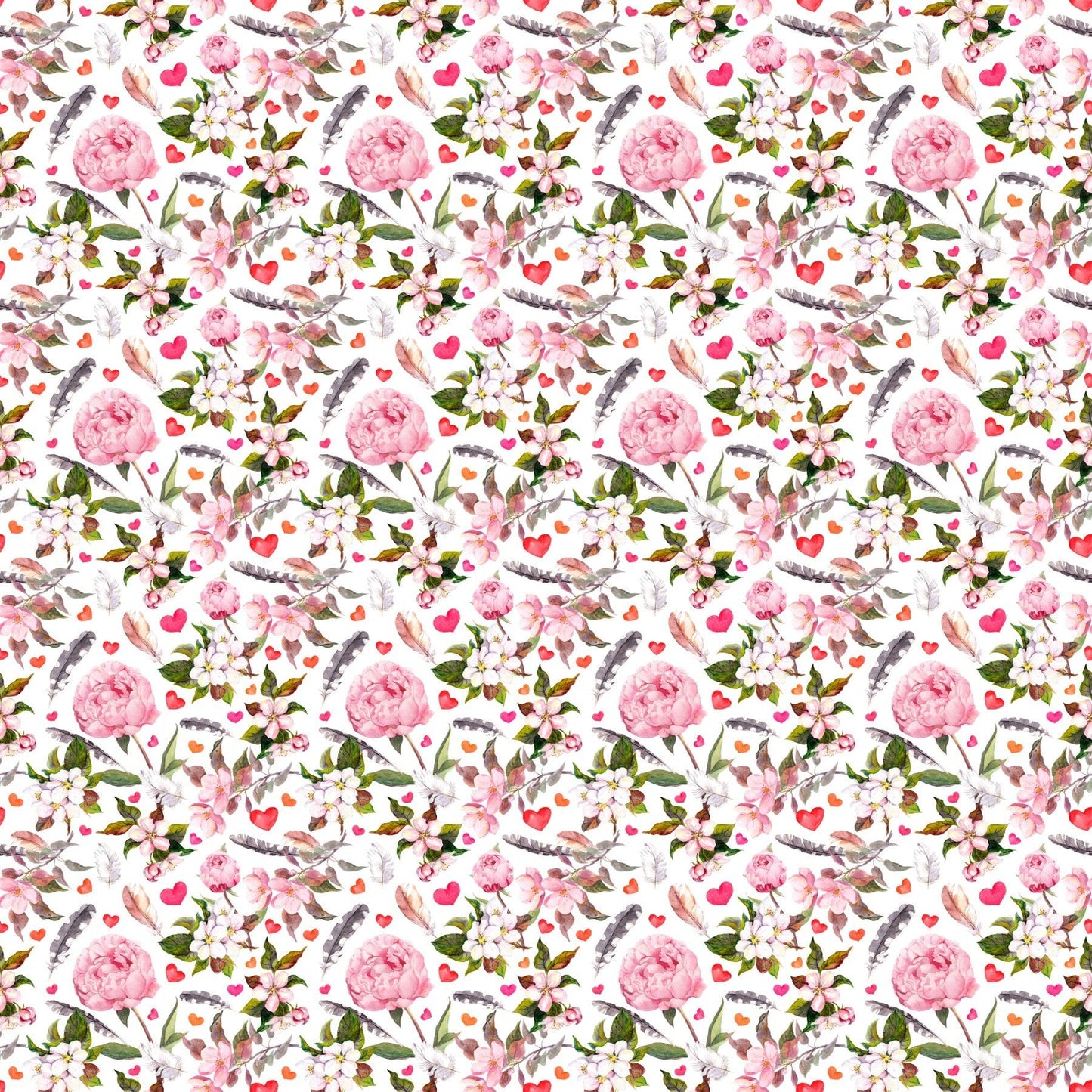 Flowers, Feathers, and Hearts - Adhesive Vinyl 12x12 Sheet